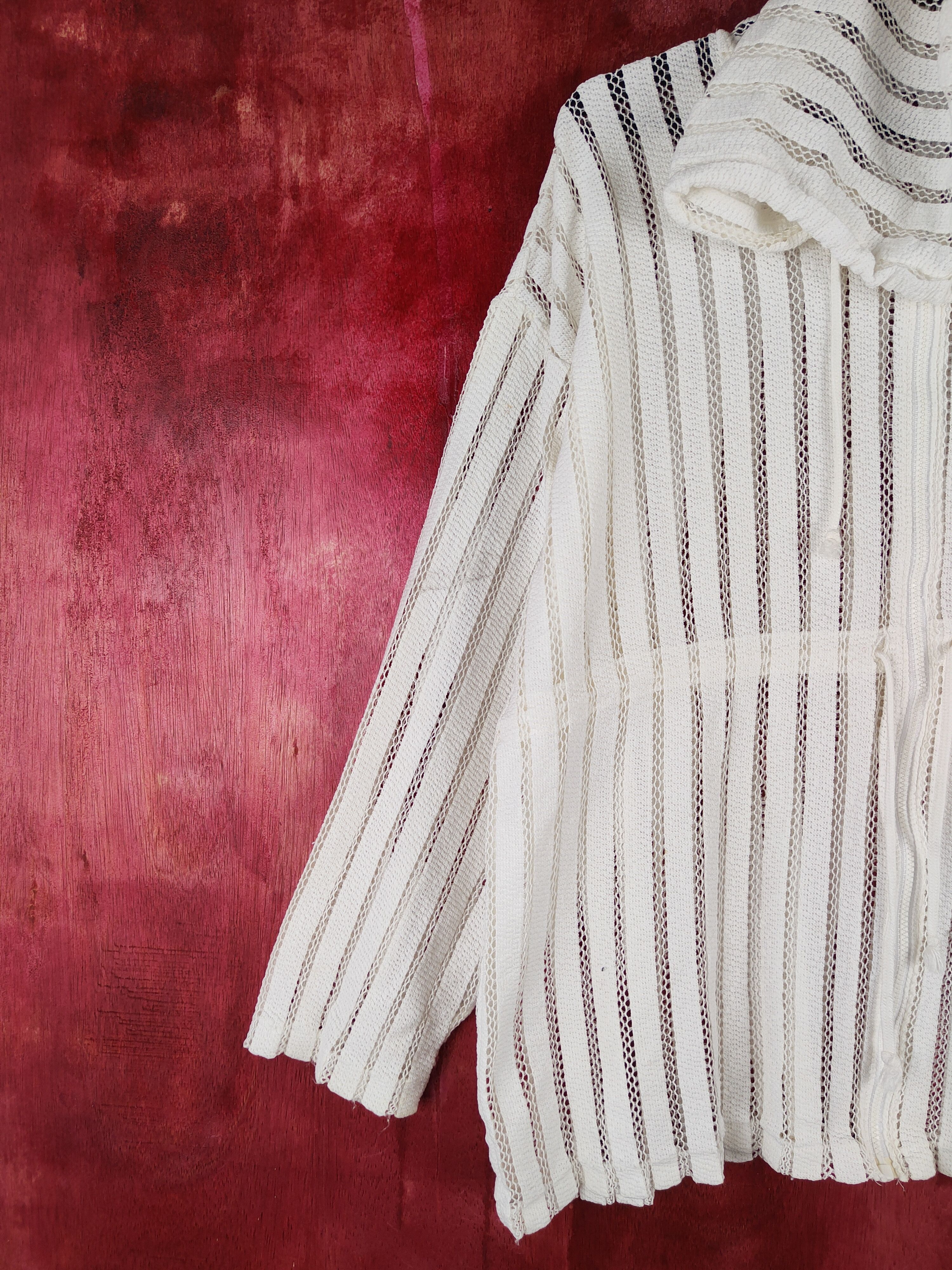 Japanese Brand Merrow Moon White Hoodie crochet mesh Net Sweater #S666 Size L / US 10 / IT 46 - 3 Thumbnail