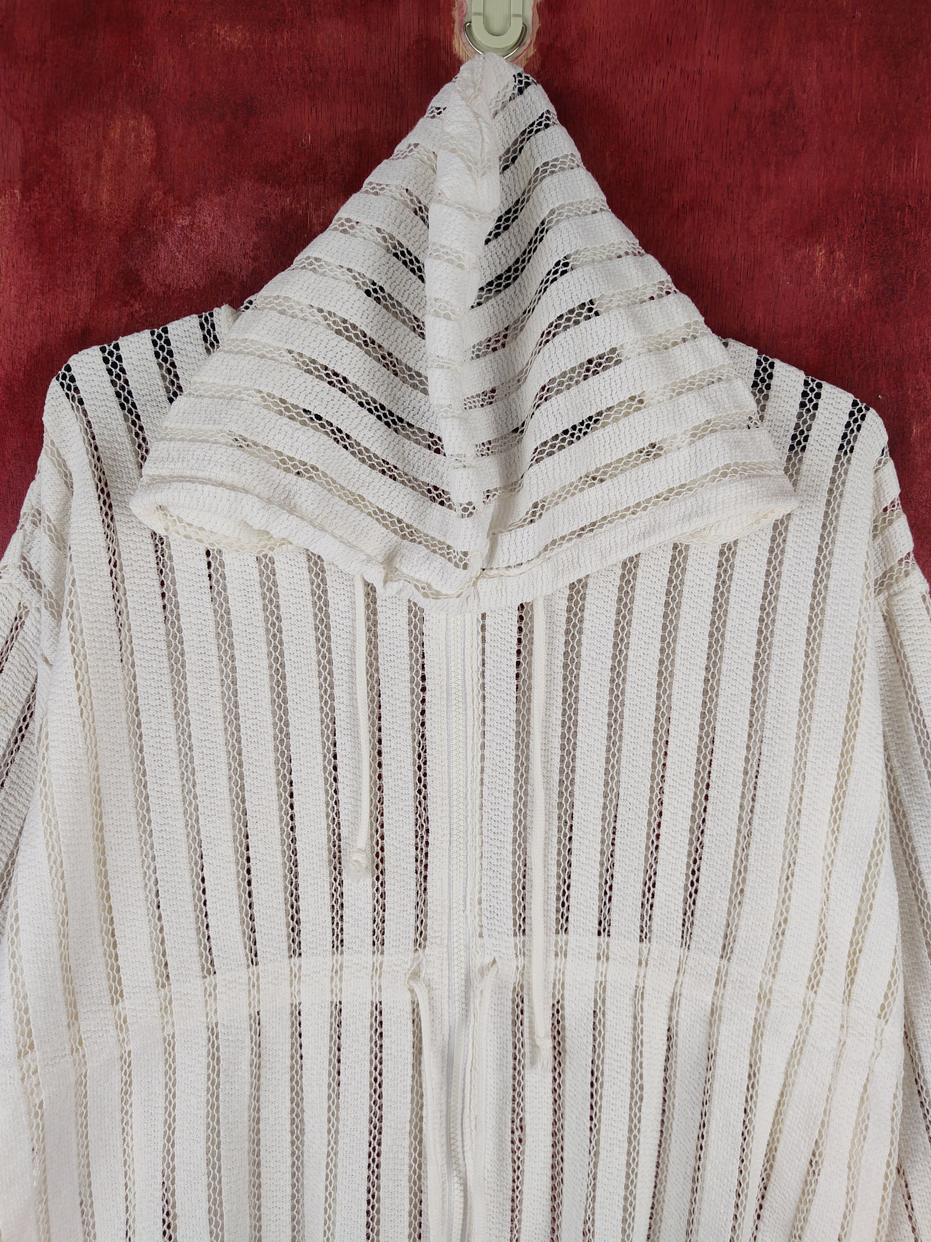 Japanese Brand Merrow Moon White Hoodie crochet mesh Net Sweater #S666 Size L / US 10 / IT 46 - 2 Thumbnail