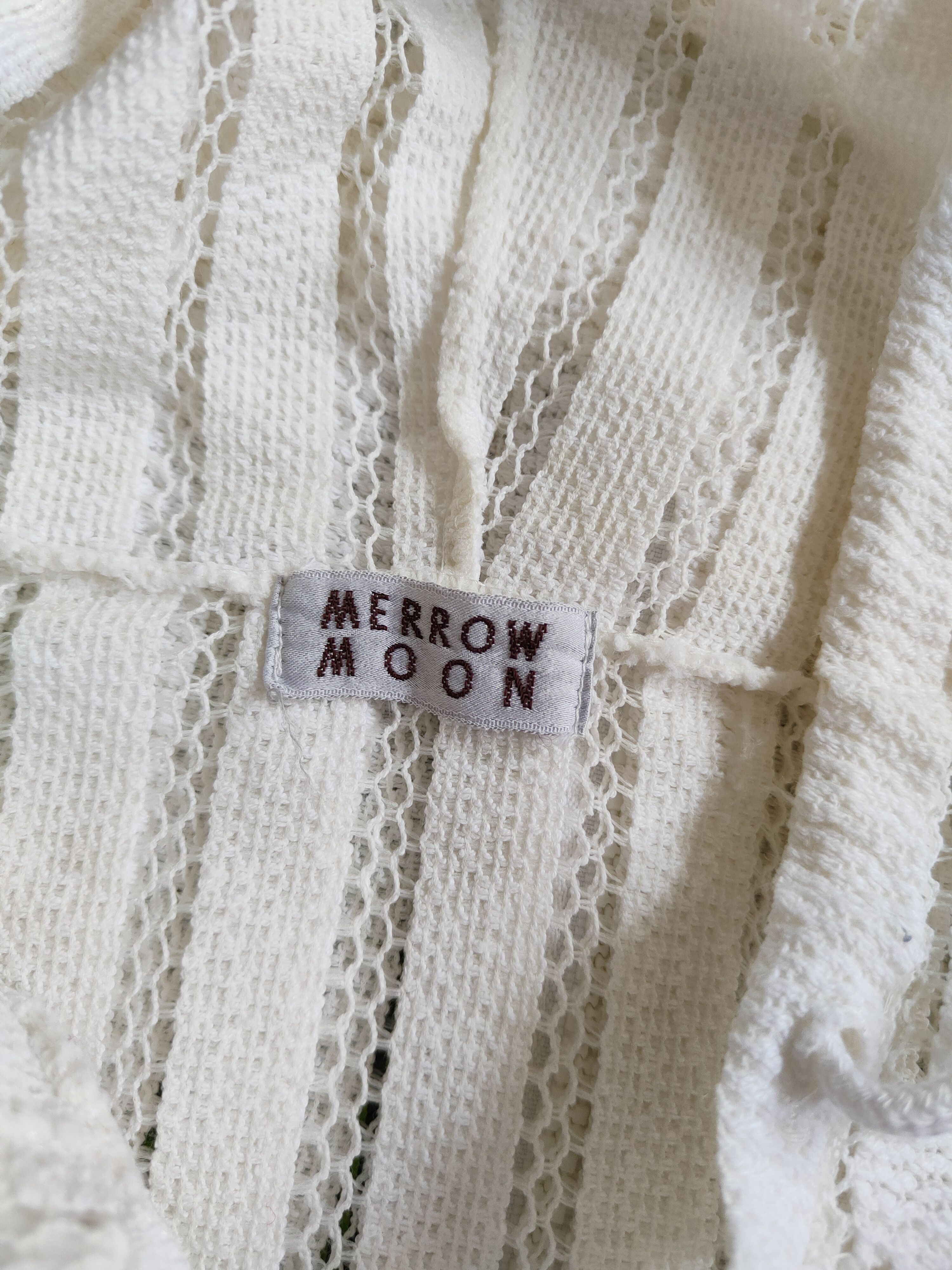 Japanese Brand Merrow Moon White Hoodie crochet mesh Net Sweater #S666 Size L / US 10 / IT 46 - 12 Thumbnail