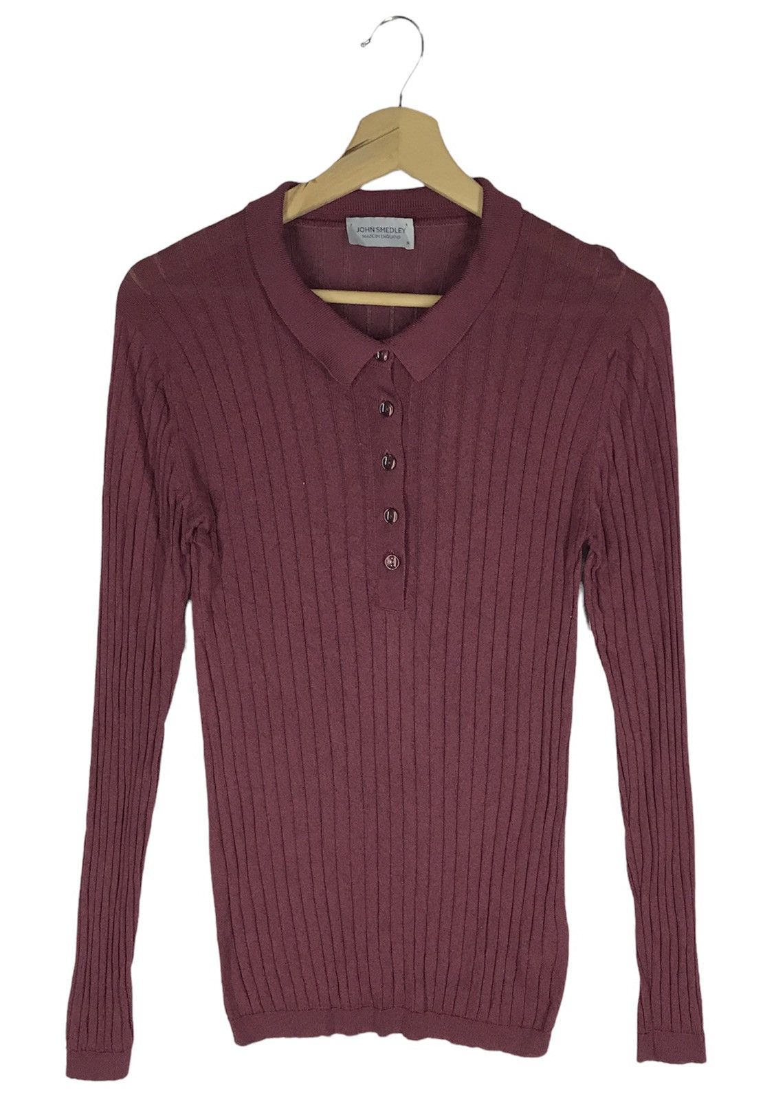 image of Vintage John Smedley Long Sleeve Stretch Tees in Maroon, Men's (Size Medium)