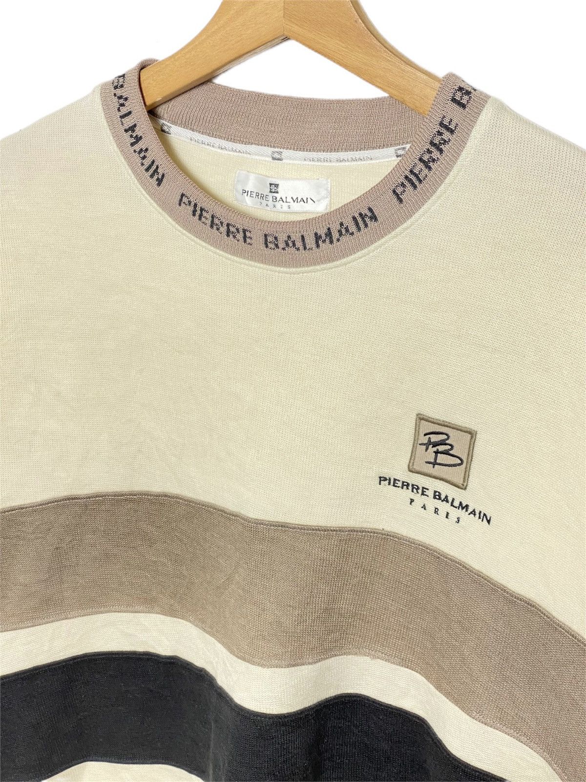 Japanese Brand × Pierre Balmain × Vintage Vintage Pierre Balmain Neck Logo Crewneck Size US L / EU 52-54 / 3 - 1 Thumbnail