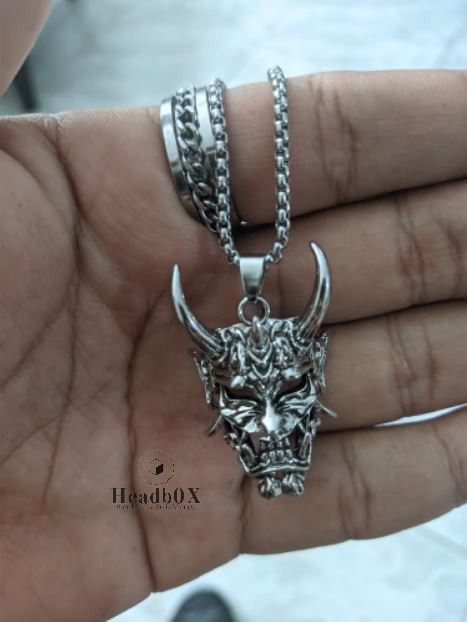 Handmade Ghost Skull Mask Pendant Chain Necklace Size ONE SIZE - 2 Thumbnail
