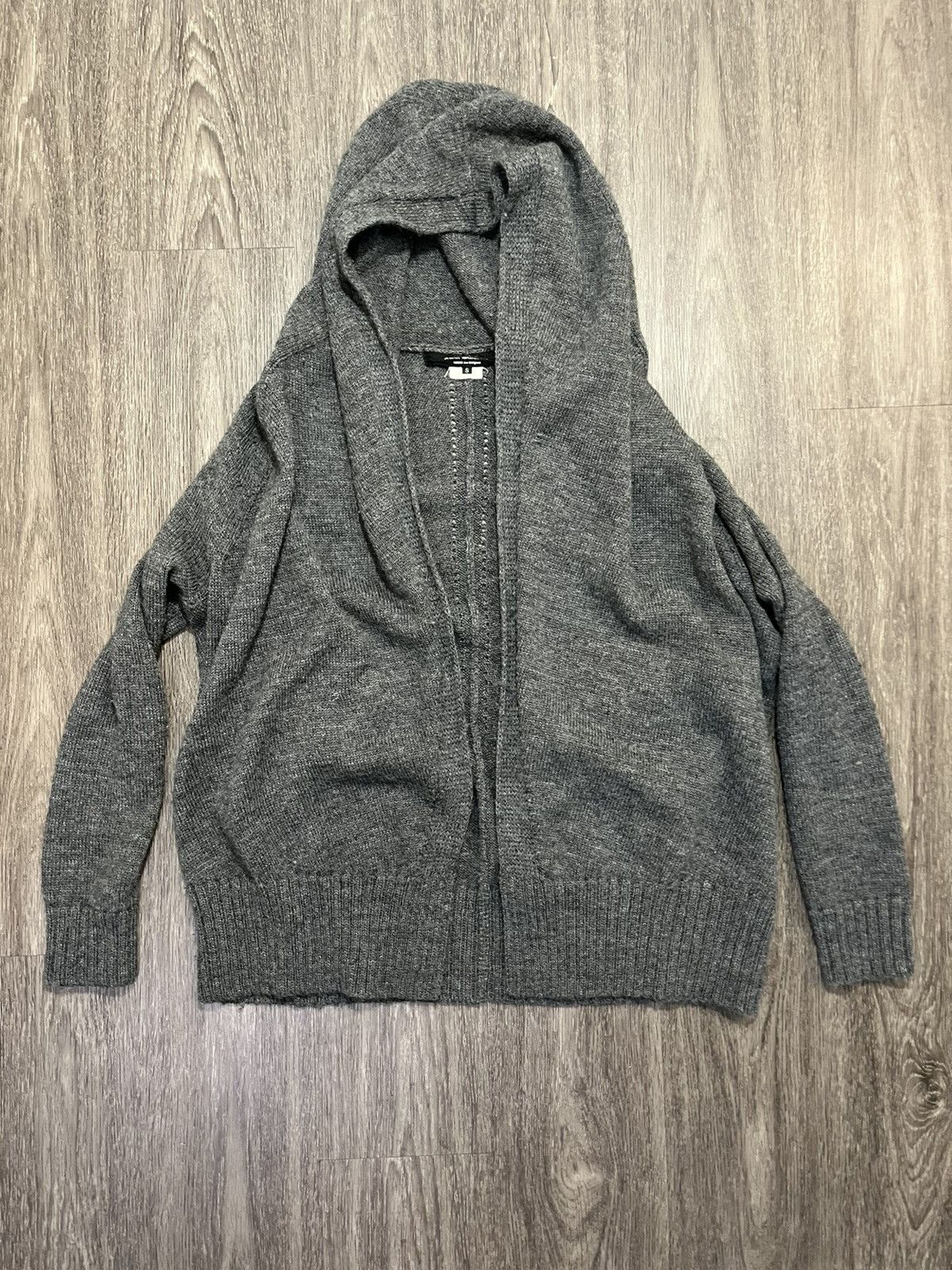 image of Comme Des Garcons x Junya Watanabe Aw11 Hooded Cardigan Knit Sweater in Grey, Women's (Size Medium)