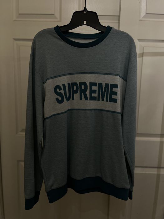 Supreme Teal Supreme Tonal Stripe Logo Crewneck | Grailed