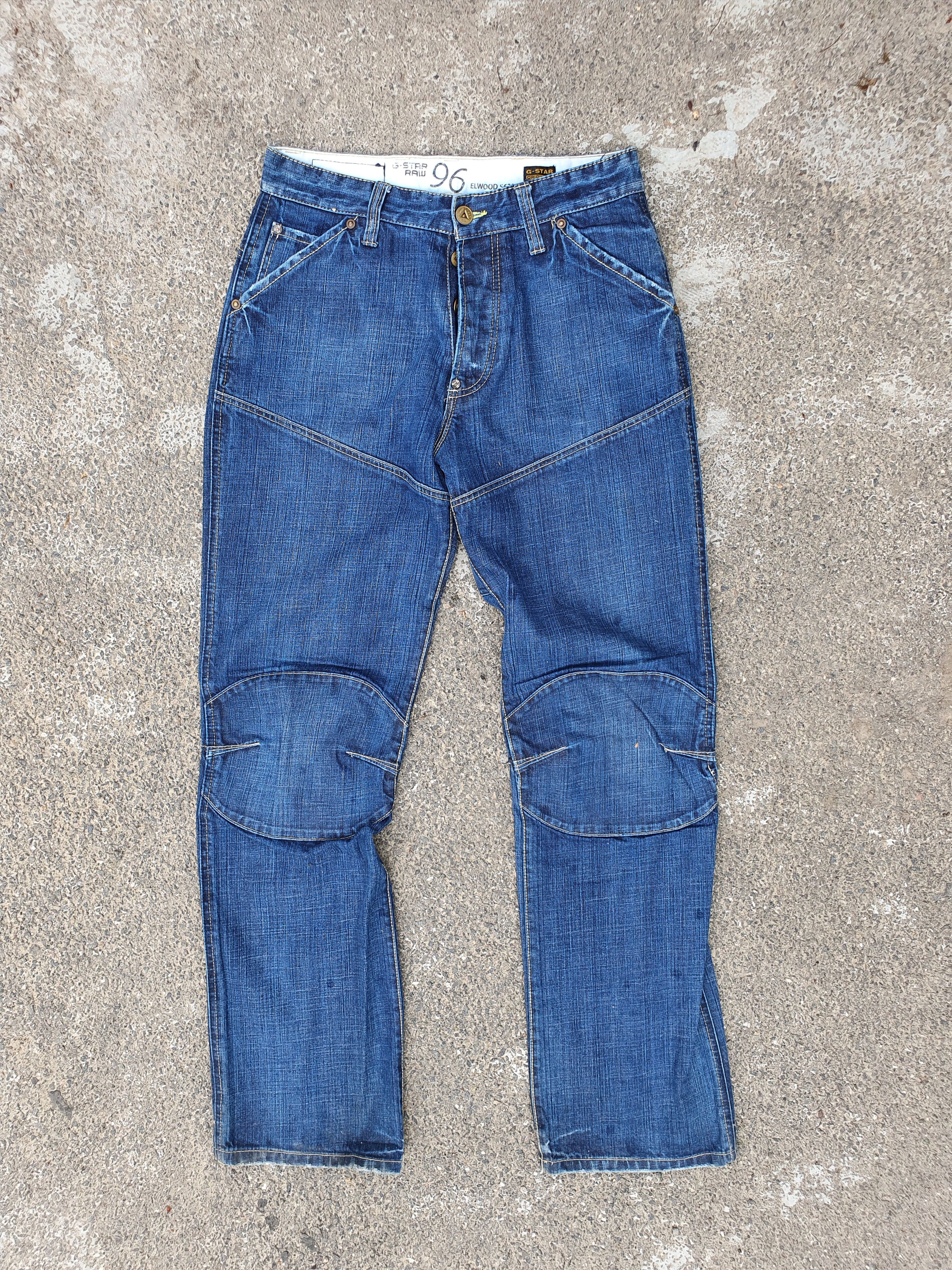 image of G Star Raw x Gstar 90's Gstar Elwood Heritage Loose Biker Knees Jeans in Deep Vintage Blue (Size 32