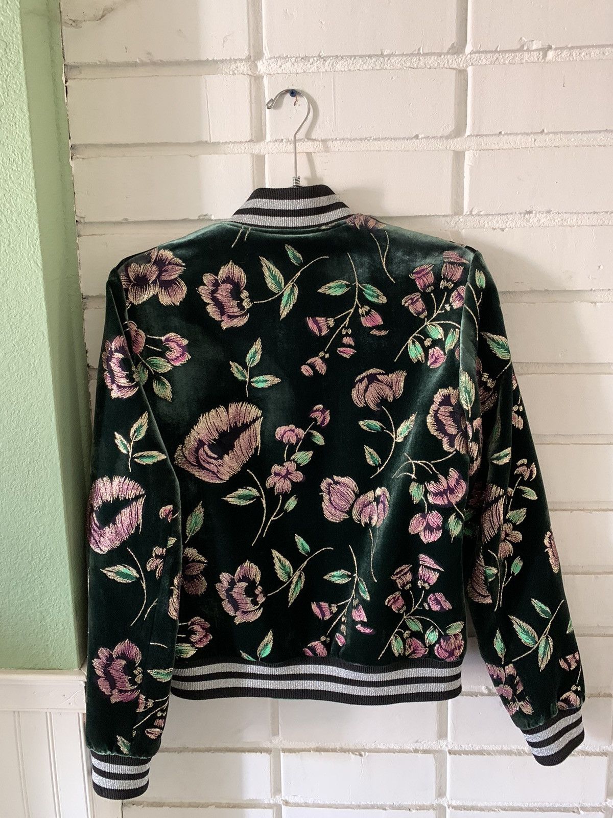 GARCONS INFIDELES Garçons Infideles Glitter Velour Green Floral Jacket (sz M) Size US M / EU 48-50 / 2 - 2 Thumbnail