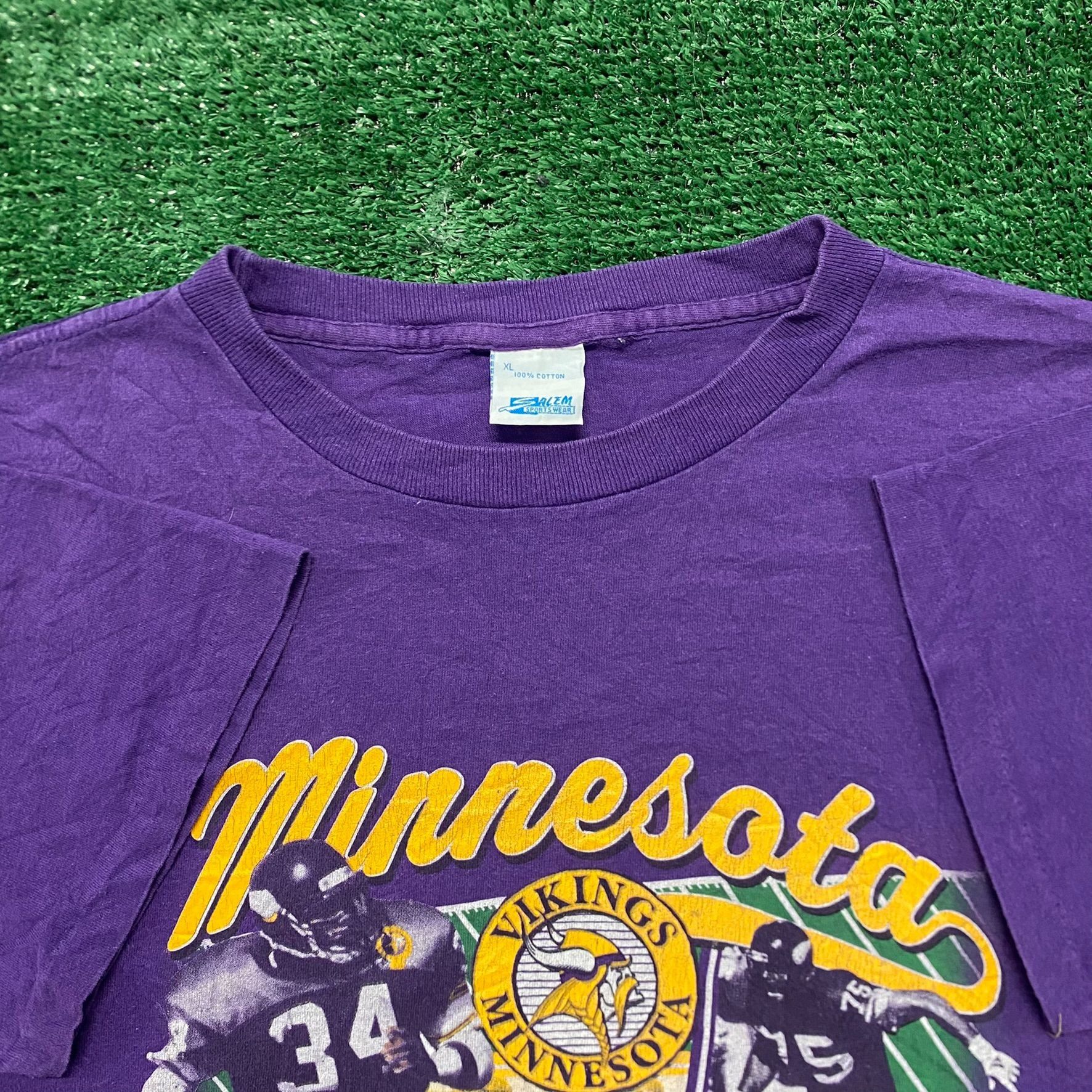Salem Sportswear Vintage 90s Minnesota Vikings Football Single Stitch T-Shirt Size US XL / EU 56 / 4 - 4 Thumbnail