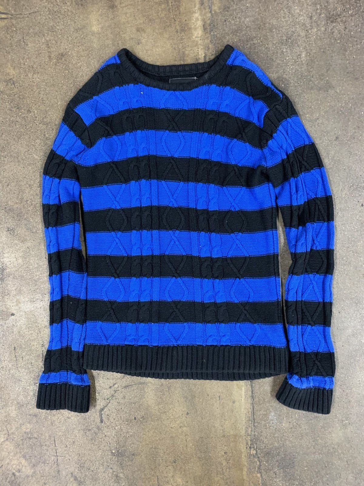 image of Number N Ine Number (N)Ine Blue Cable Knit Sweater, Men's (Size Large)