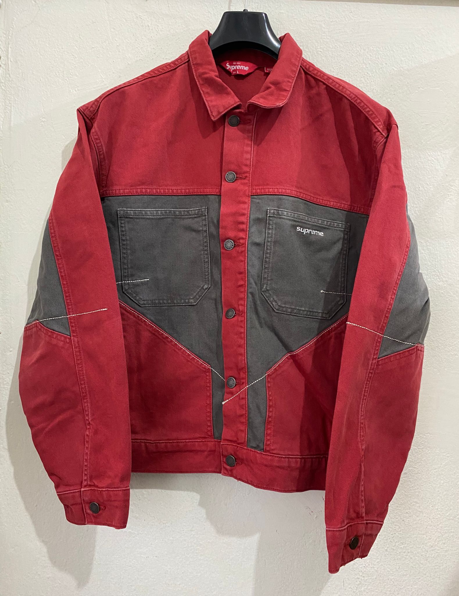 Supreme 2-Tone Paneled Denim Jacket Size US L / EU 52-54 / 3 - 4 Thumbnail
