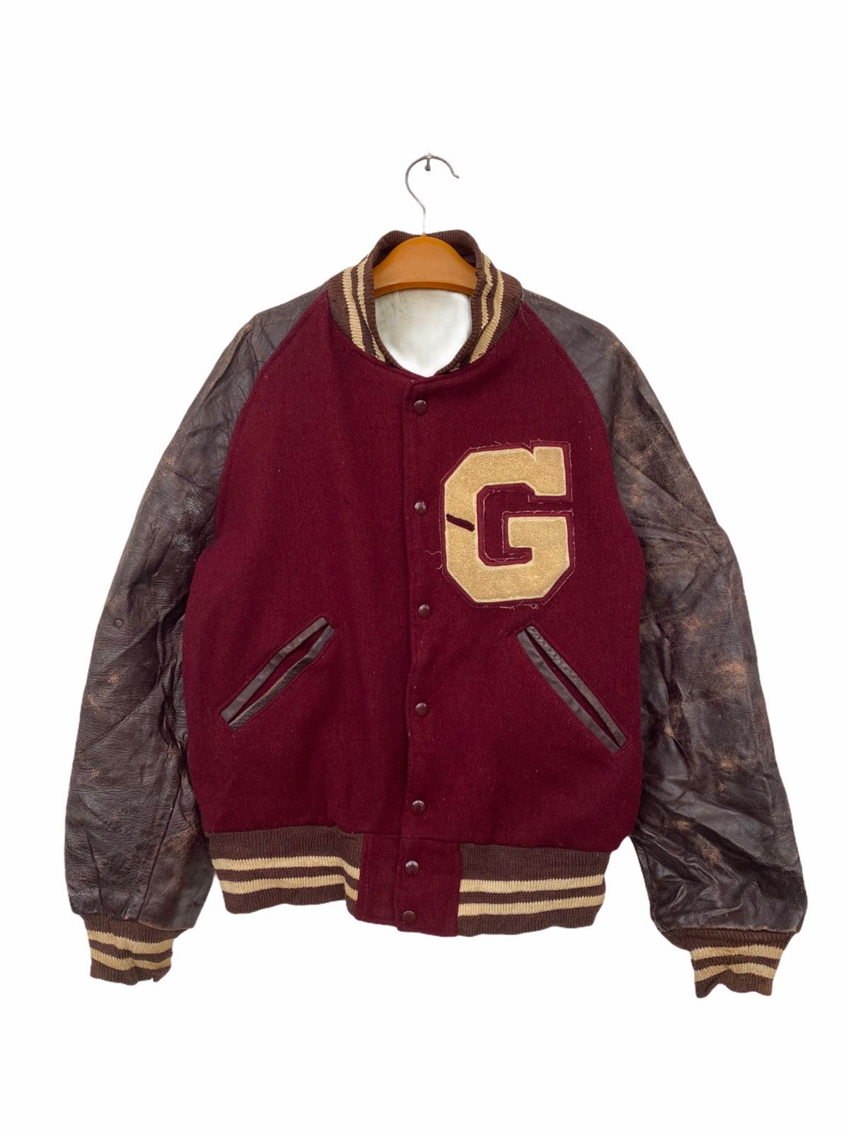 Vintage Vintage Varsity Leather Jacket Size US M / EU 48-50 / 2 - 1 Thumbnail