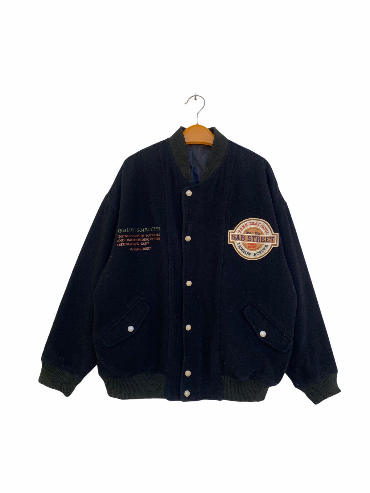 image of Vintage Sab Street Varsity Wool Jacket in Black, Men's (Size Large)