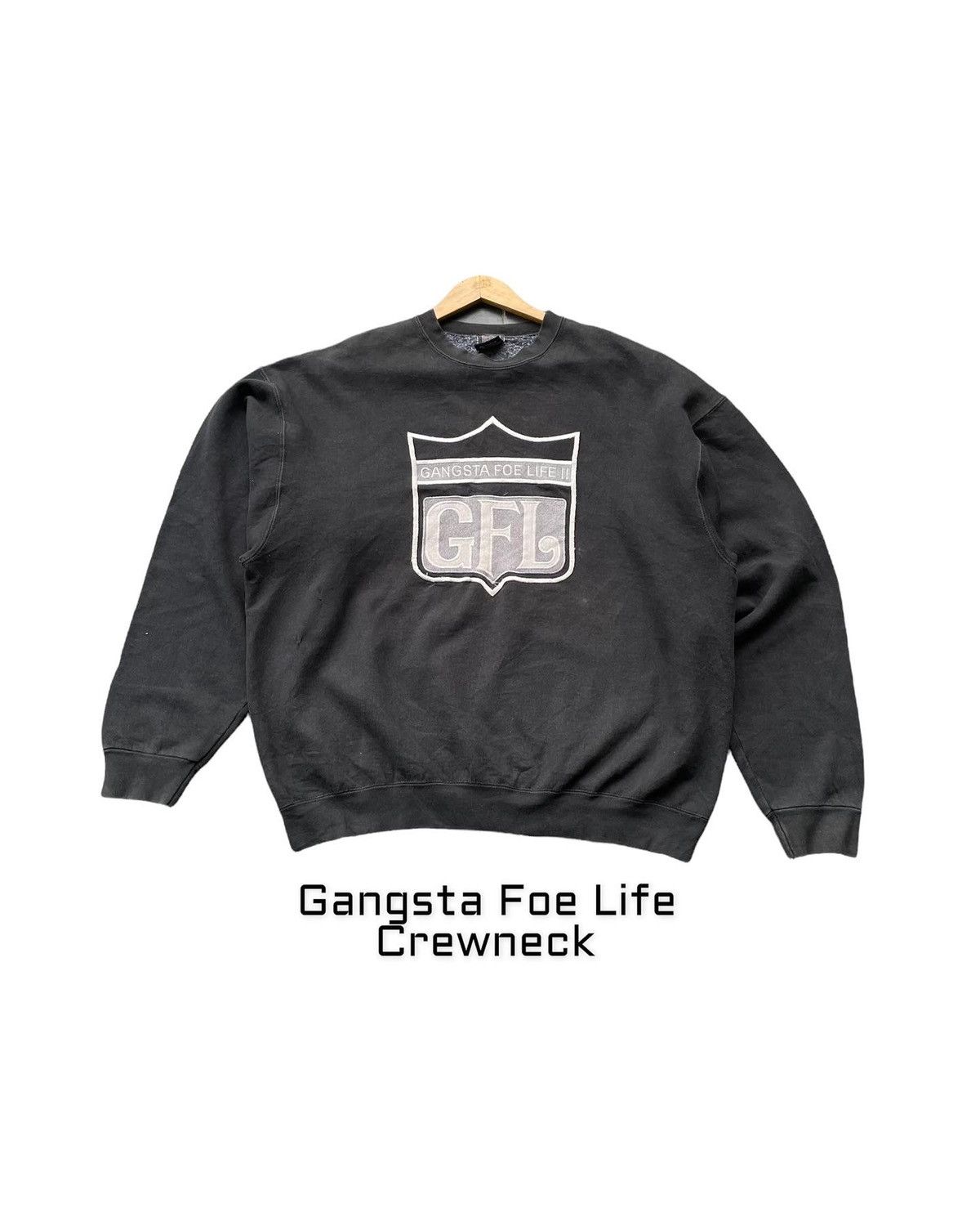 image of Rap Tees x Snoop Dogg Stealsgangsta Foe Life Snoop Dog Crewneck in Black, Men's (Size 2XL)