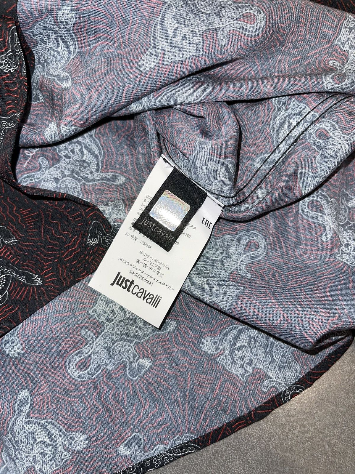 Just Cavalli !DSWT! SS18 Just Cavalli Overprinted Burgundy Viscose Shirt Size US M / EU 48-50 / 2 - 15 Thumbnail