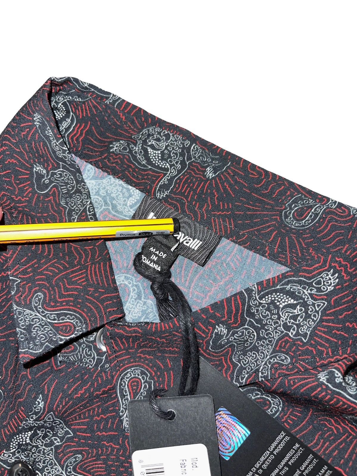 Just Cavalli !DSWT! SS18 Just Cavalli Overprinted Burgundy Viscose Shirt Size US M / EU 48-50 / 2 - 14 Thumbnail