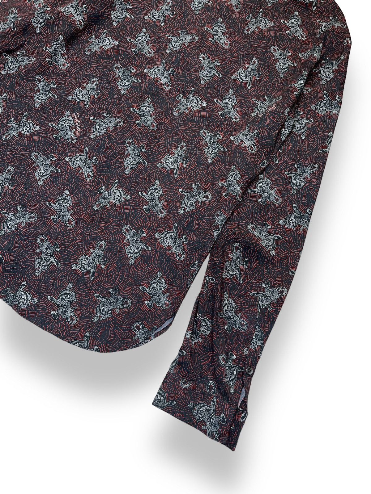 Just Cavalli !DSWT! SS18 Just Cavalli Overprinted Burgundy Viscose Shirt Size US M / EU 48-50 / 2 - 9 Thumbnail