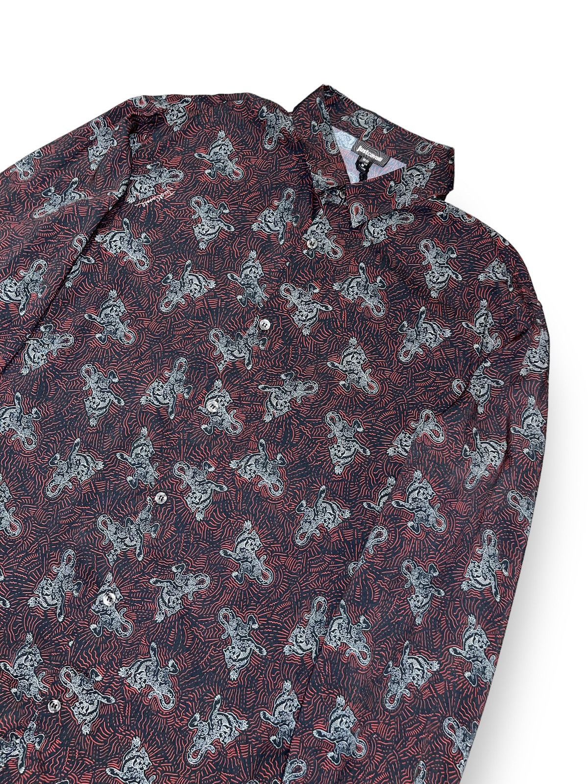 Just Cavalli !DSWT! SS18 Just Cavalli Overprinted Burgundy Viscose Shirt Size US M / EU 48-50 / 2 - 8 Thumbnail