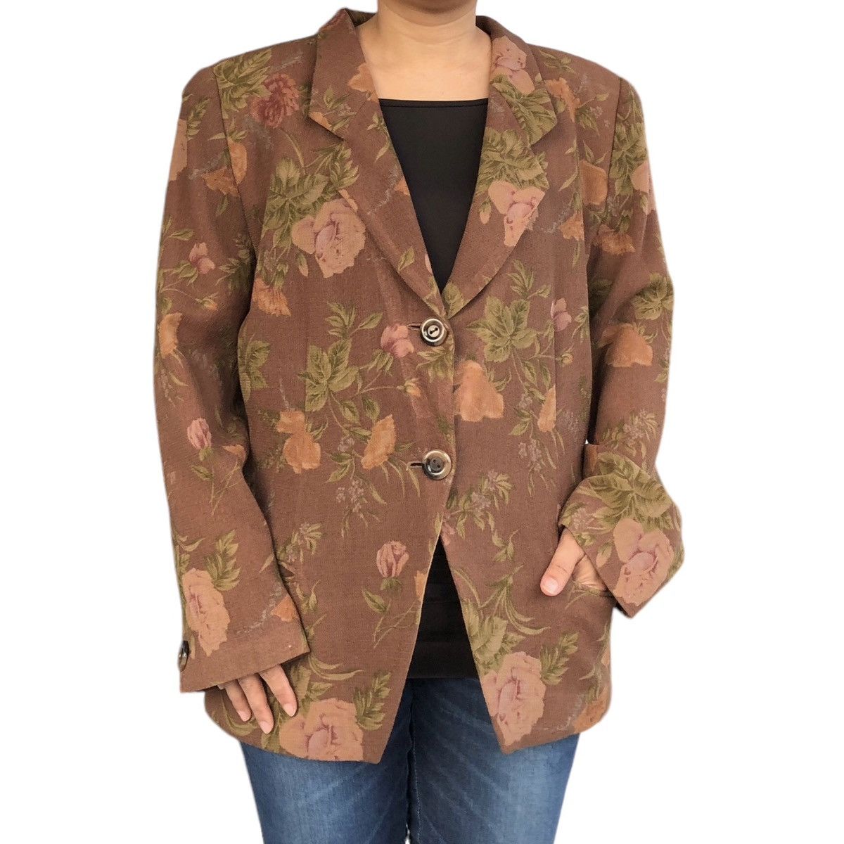 Giorgio Armani Giorgio Armani Flower Cupro Rayon Blazer For Women Size L / US 10 / IT 46 - 2 Thumbnail