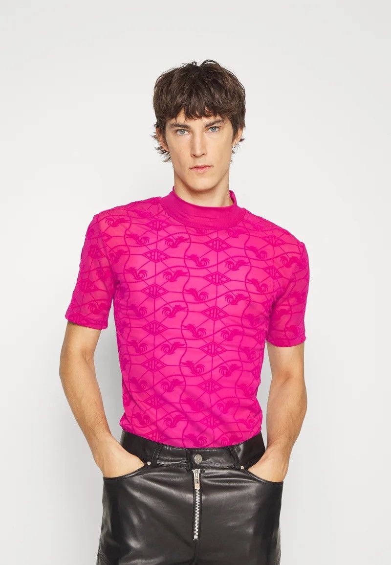 Han Kjobenhavn !DSWT! Han Kjobenhavn Monogram Pink Mesh Turtleneck Size US M / EU 48-50 / 2 - 1 Thumbnail