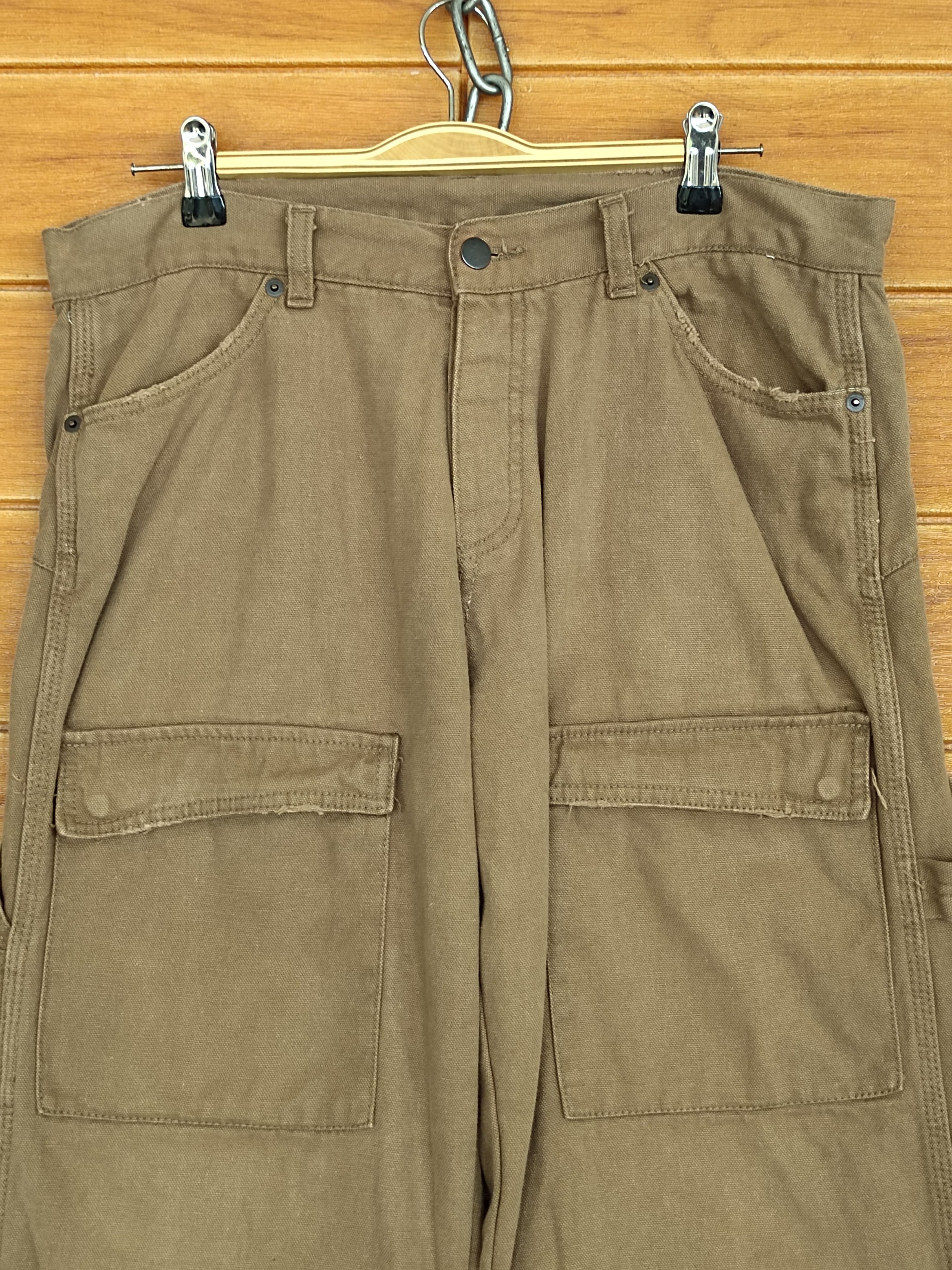 Japanese Brand Daily News Brown Duck Cotton Carpenter Baggy Denim Y2k Size US 34 / EU 50 - 3 Thumbnail