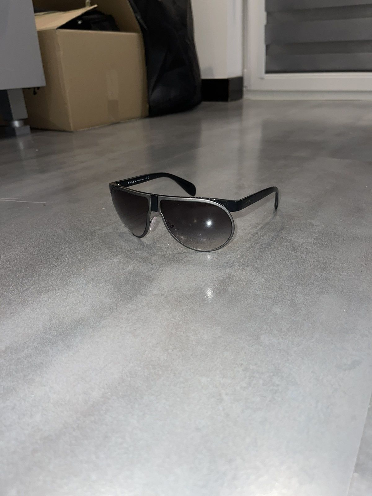 Prada Prada SPR23P 1AB-0A7 Black Aviator Sunglasses Size ONE SIZE - 1 Thumbnail