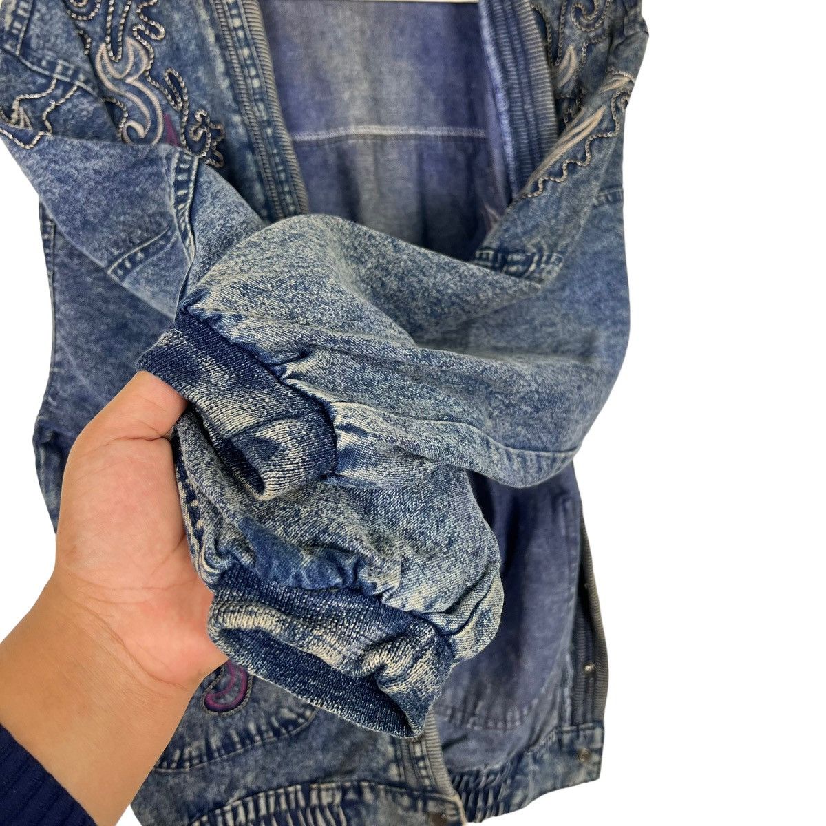 Indigo × Japanese Brand 🔥 VINTAGE INDIGO DYED EMBROIDERY CARDIGAN DENIM JACKET Size US M / EU 48-50 / 2 - 9 Thumbnail