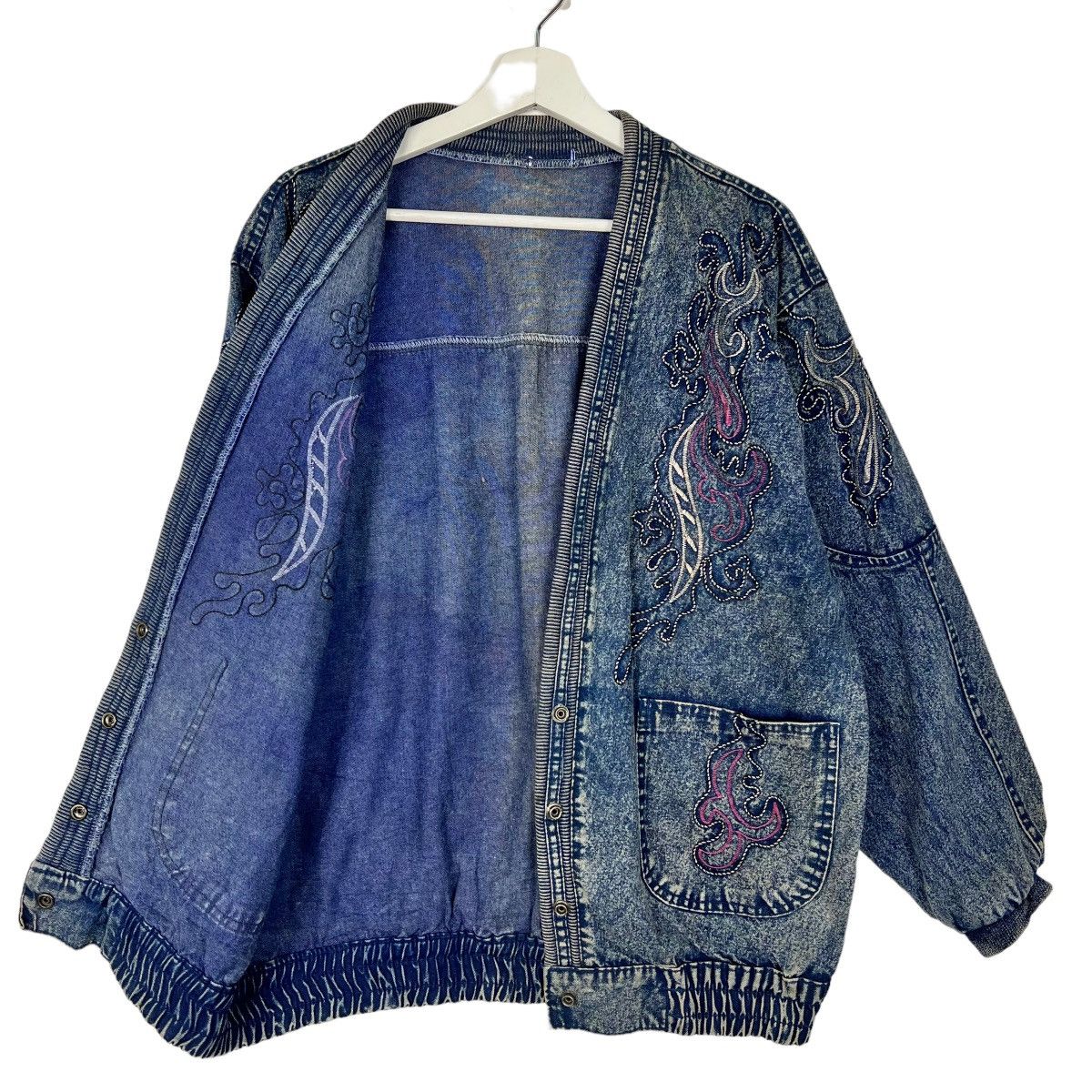 Indigo × Japanese Brand 🔥 VINTAGE INDIGO DYED EMBROIDERY CARDIGAN DENIM JACKET Size US M / EU 48-50 / 2 - 6 Thumbnail