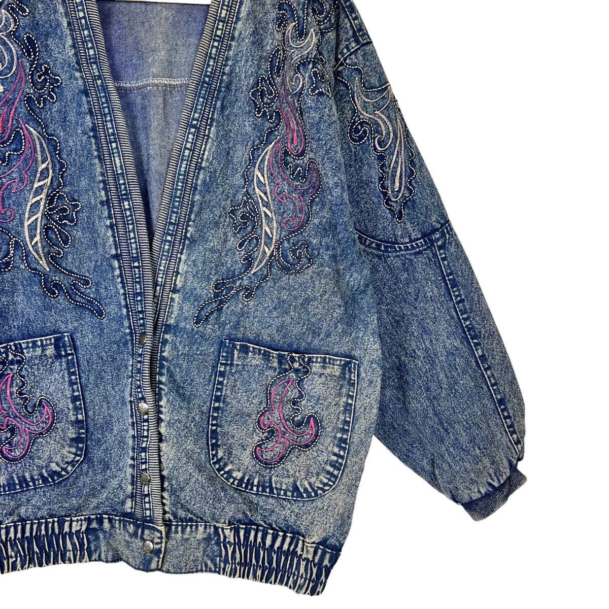Indigo × Japanese Brand 🔥 VINTAGE INDIGO DYED EMBROIDERY CARDIGAN DENIM JACKET Size US M / EU 48-50 / 2 - 4 Thumbnail