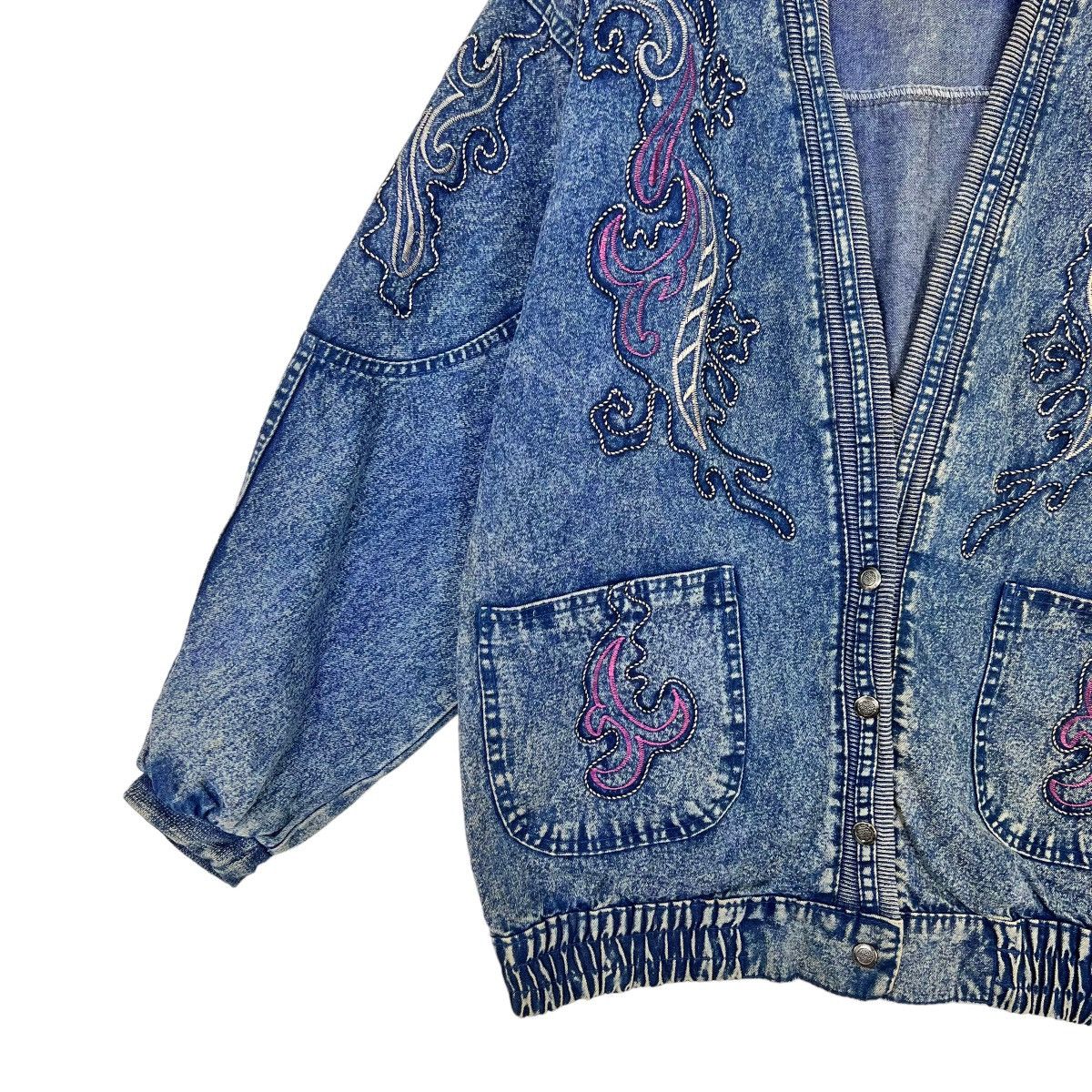 Indigo × Japanese Brand 🔥 VINTAGE INDIGO DYED EMBROIDERY CARDIGAN DENIM JACKET Size US M / EU 48-50 / 2 - 2 Thumbnail