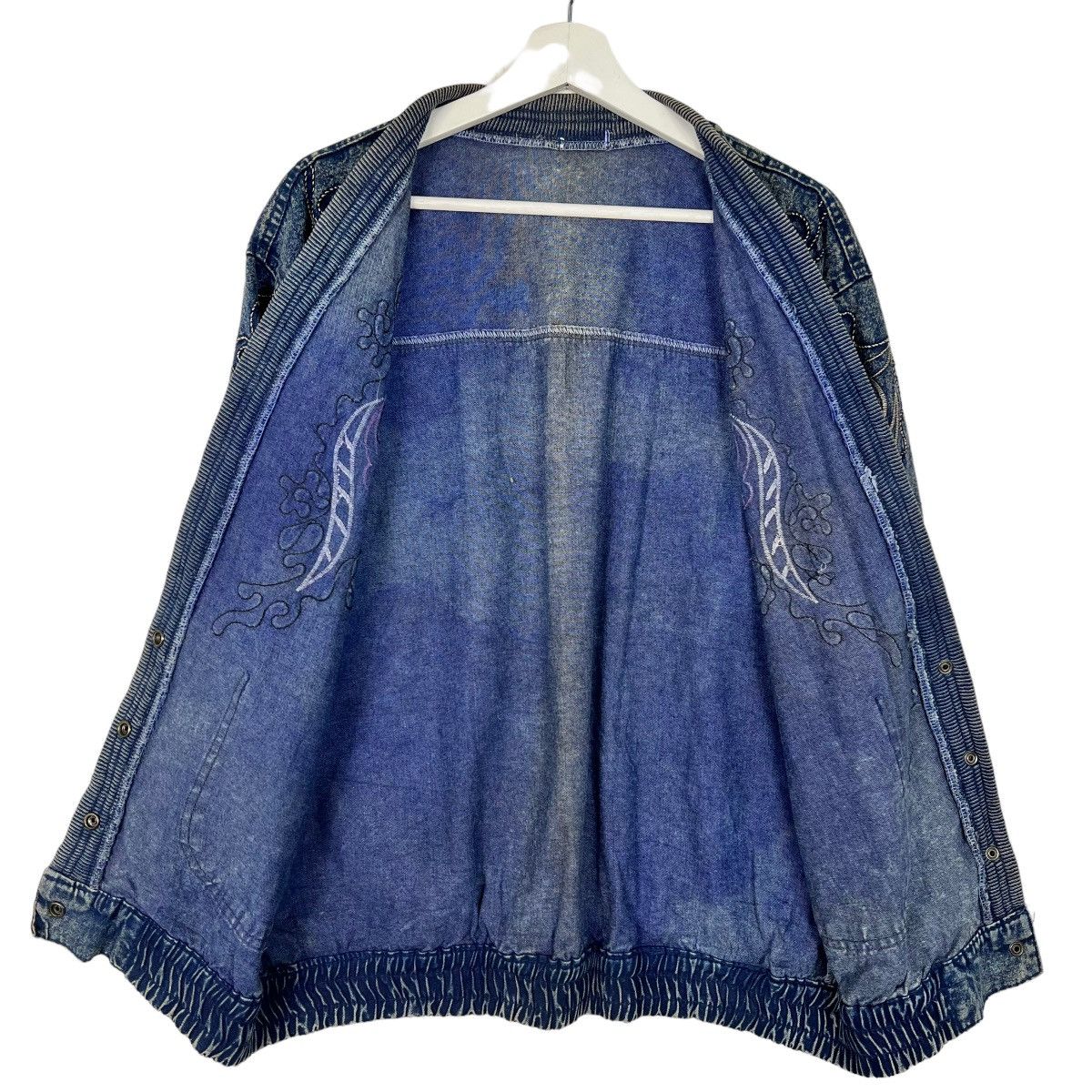 Indigo × Japanese Brand 🔥 VINTAGE INDIGO DYED EMBROIDERY CARDIGAN DENIM JACKET Size US M / EU 48-50 / 2 - 7 Thumbnail