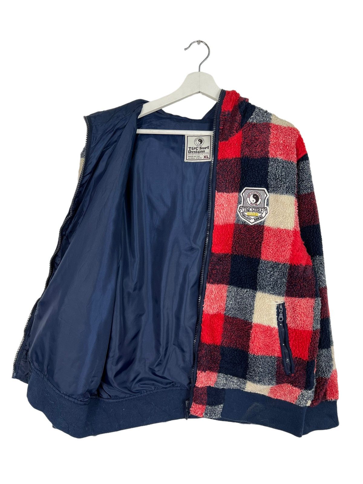 Other 🔥 T&C SURF DESIGN PLAID FLEECE HOODIES BOMBER JACKET Size US L / EU 52-54 / 3 - 6 Thumbnail