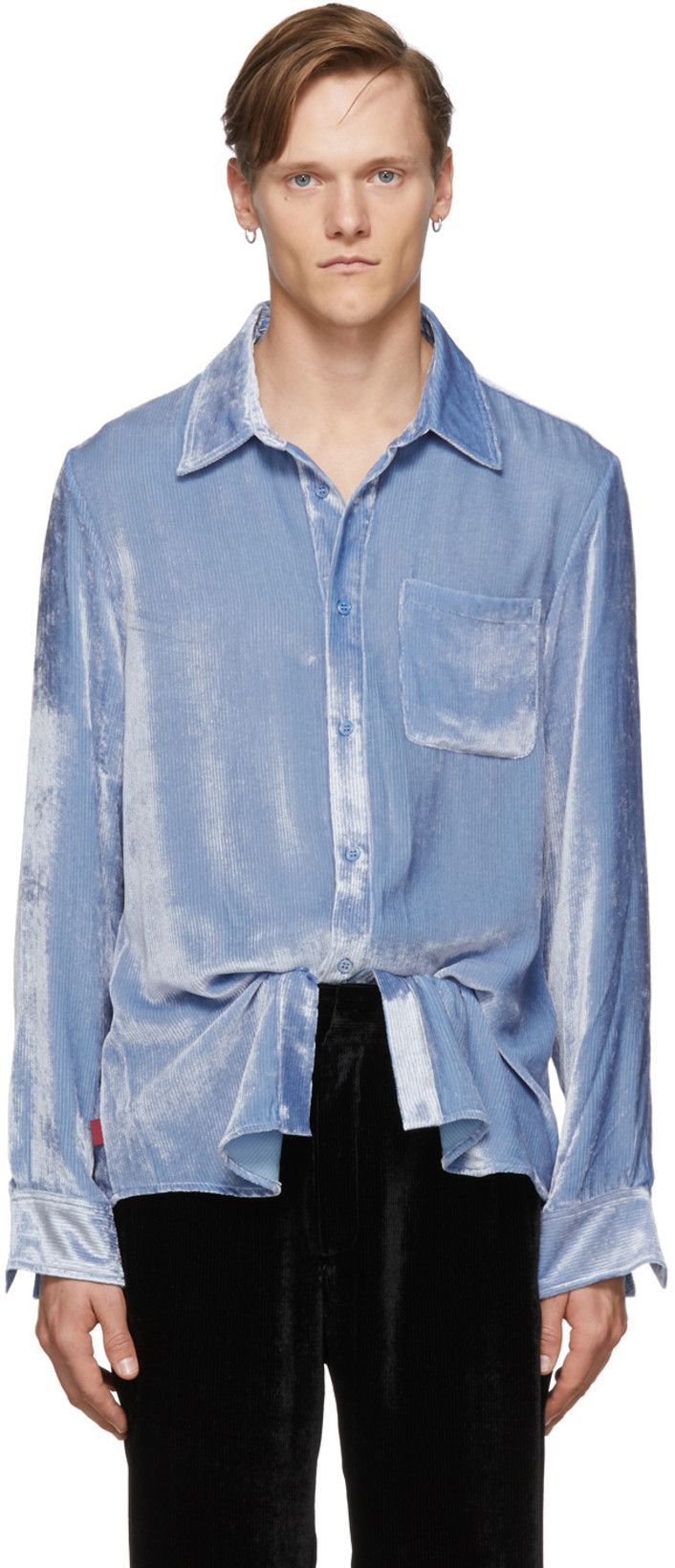 image of Sies Marjan Sander Fluid Silk Corduroy Shirt in Blue, Men's (Size Medium)