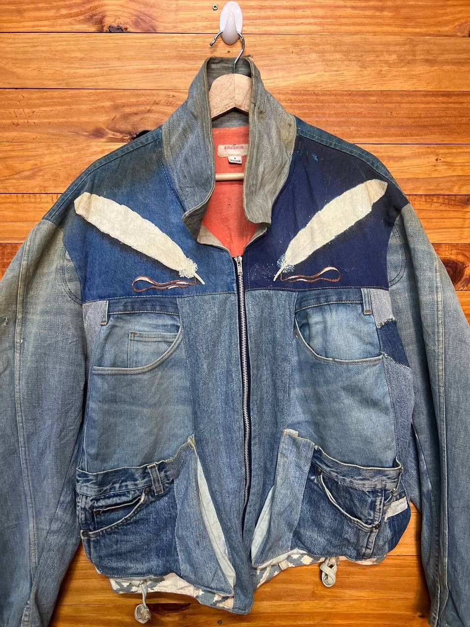Vintage BONAVENTURE BY BRAYS PATCHWORK DENIM JACKET MADE IN FRANCE Size US XL / EU 56 / 4 - 7 Thumbnail