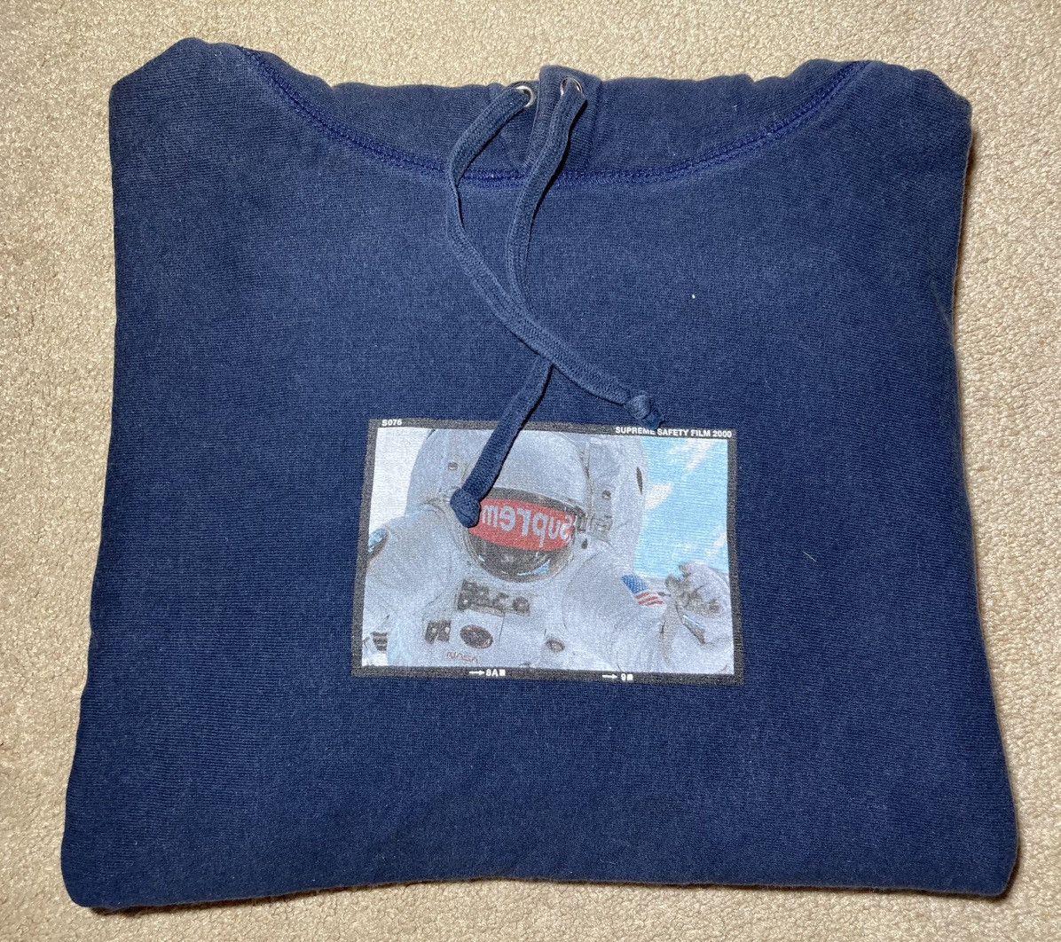 Image of Ss15 Supreme Astronaut Hooded Sweatshirt Small Blue 2015 in Navy, Men's