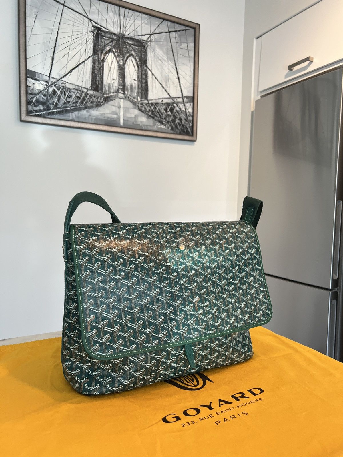 GOYARD Goyardine Capetien Messenger Bag Green 765093