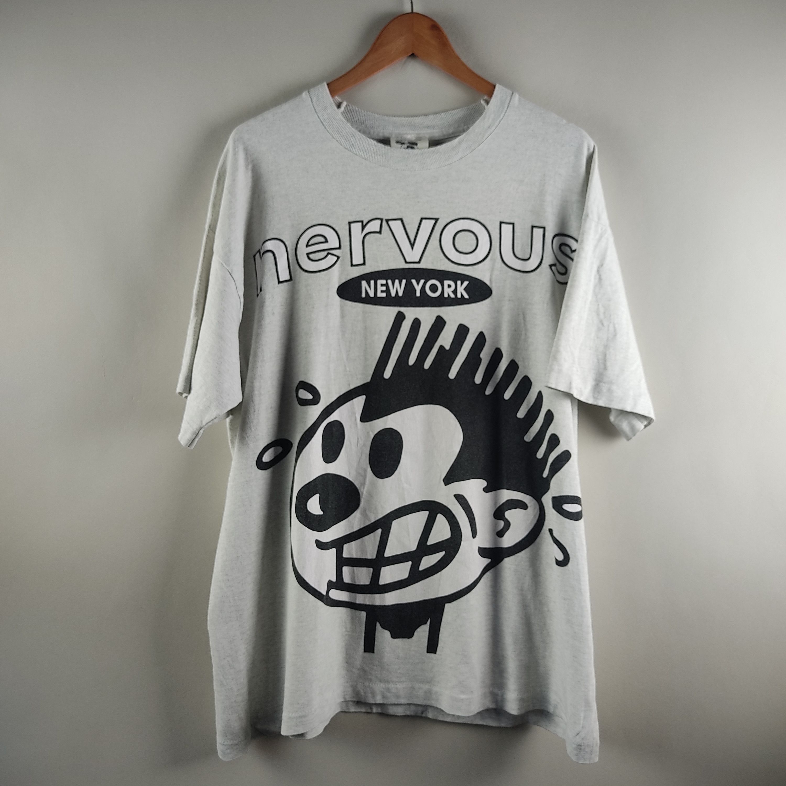 image of Band Tees x Rap Tees 90's Nervous Records New York Full Print in Grey, Men's (Size XL)