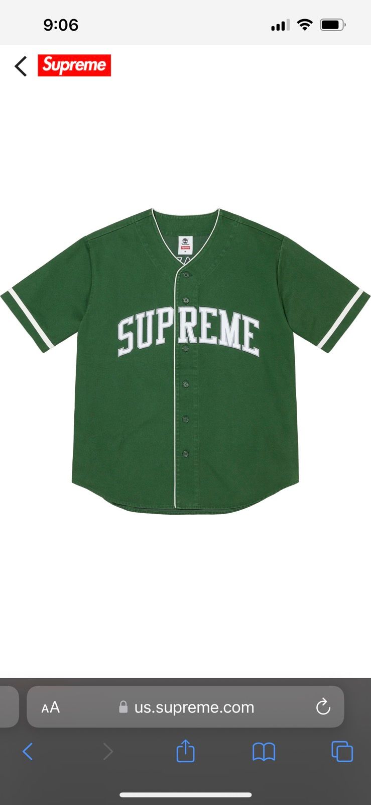 Supreme Supreme timberland baseball jersey | Grailed