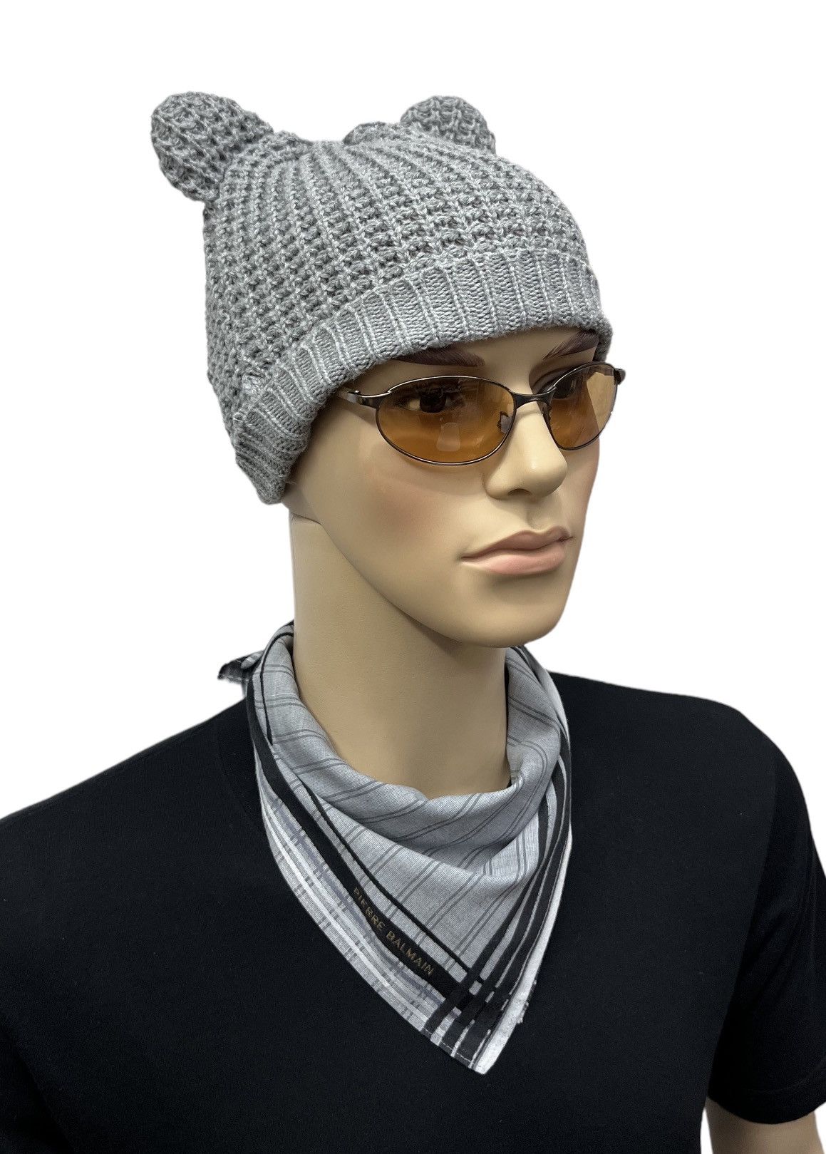 Japanese Brand × Vintage 🔥Knitted 3 Blends Bear Ears Beanie Comme Des Garcons Style Size ONE SIZE - 3 Thumbnail