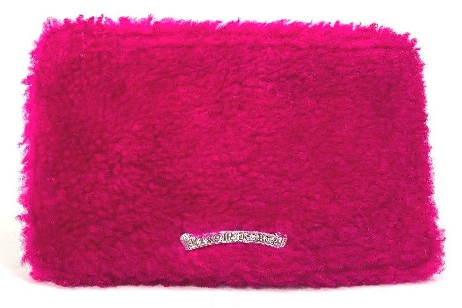 image of Chrome Hearts Furry Makeup Pouch in Pink, Women's