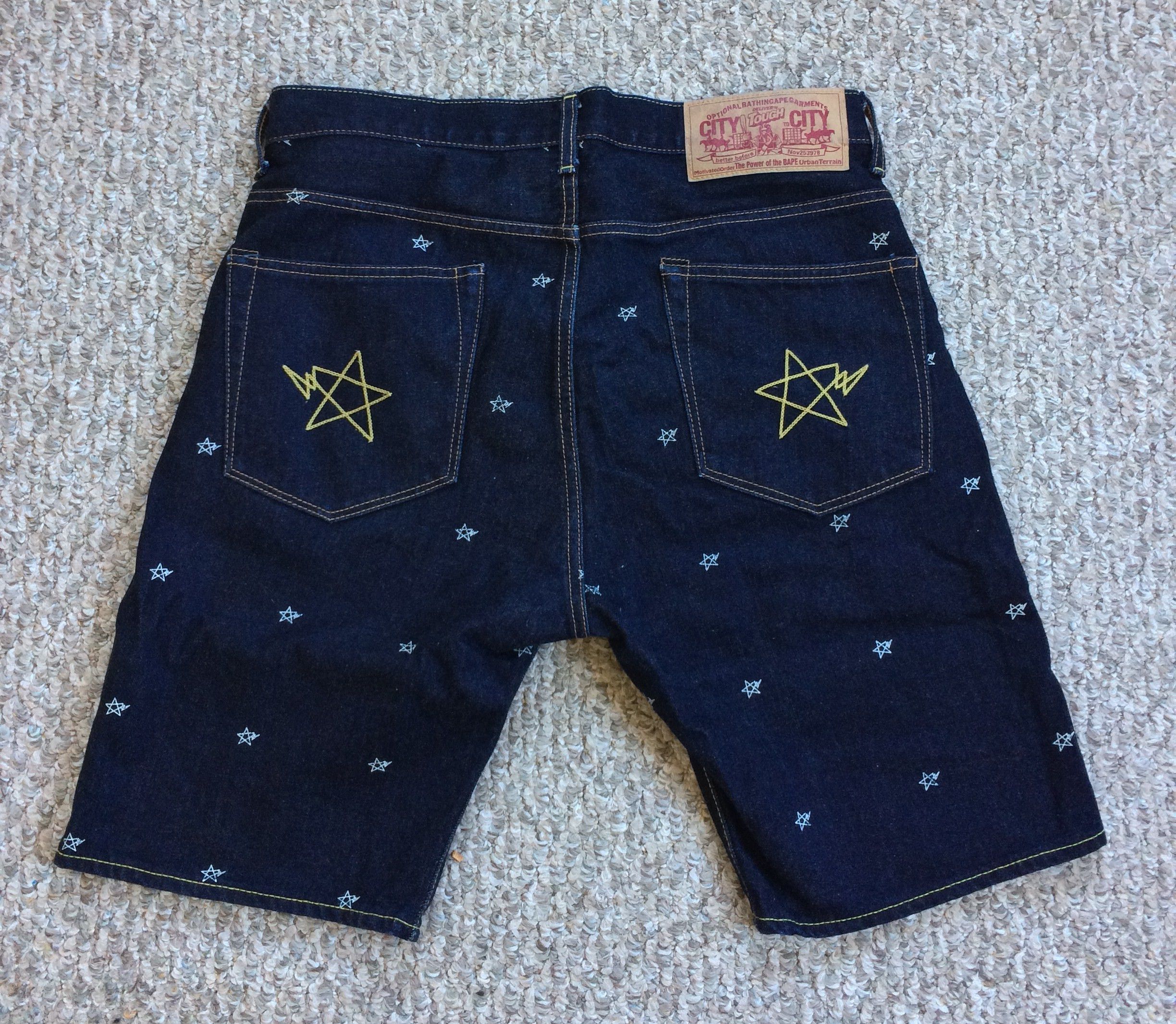 Bape Embroidered Bapesta Stars Denim Shorts