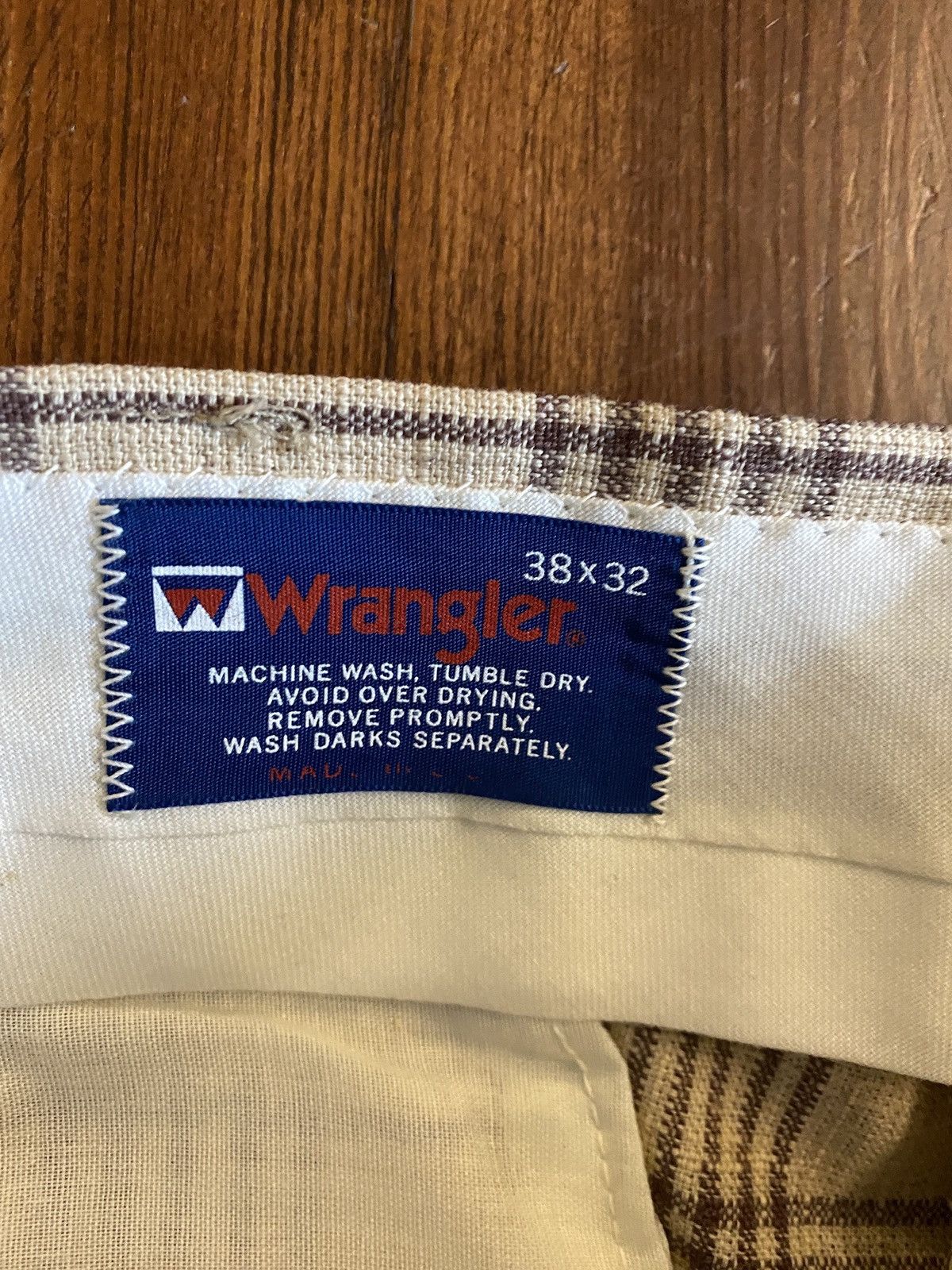 Wrangler Vintage 70’s Wrangler Beige & Brown Plaid Flare Pants 37x33 Size US 37 - 8 Thumbnail