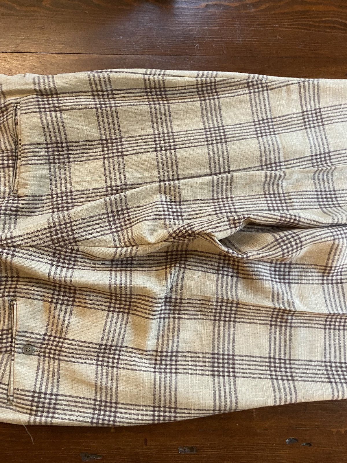 Wrangler Vintage 70’s Wrangler Beige & Brown Plaid Flare Pants 37x33 Size US 37 - 13 Thumbnail