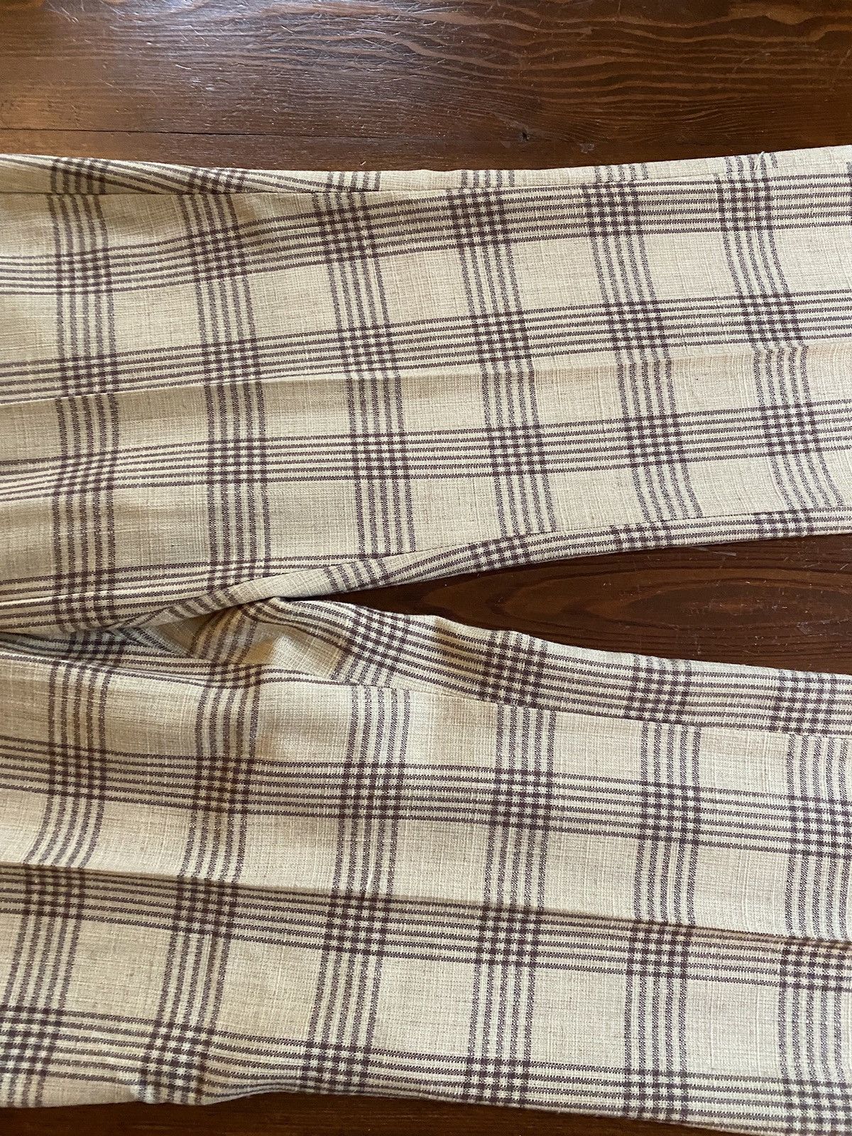 Wrangler Vintage 70’s Wrangler Beige & Brown Plaid Flare Pants 37x33 Size US 37 - 3 Thumbnail