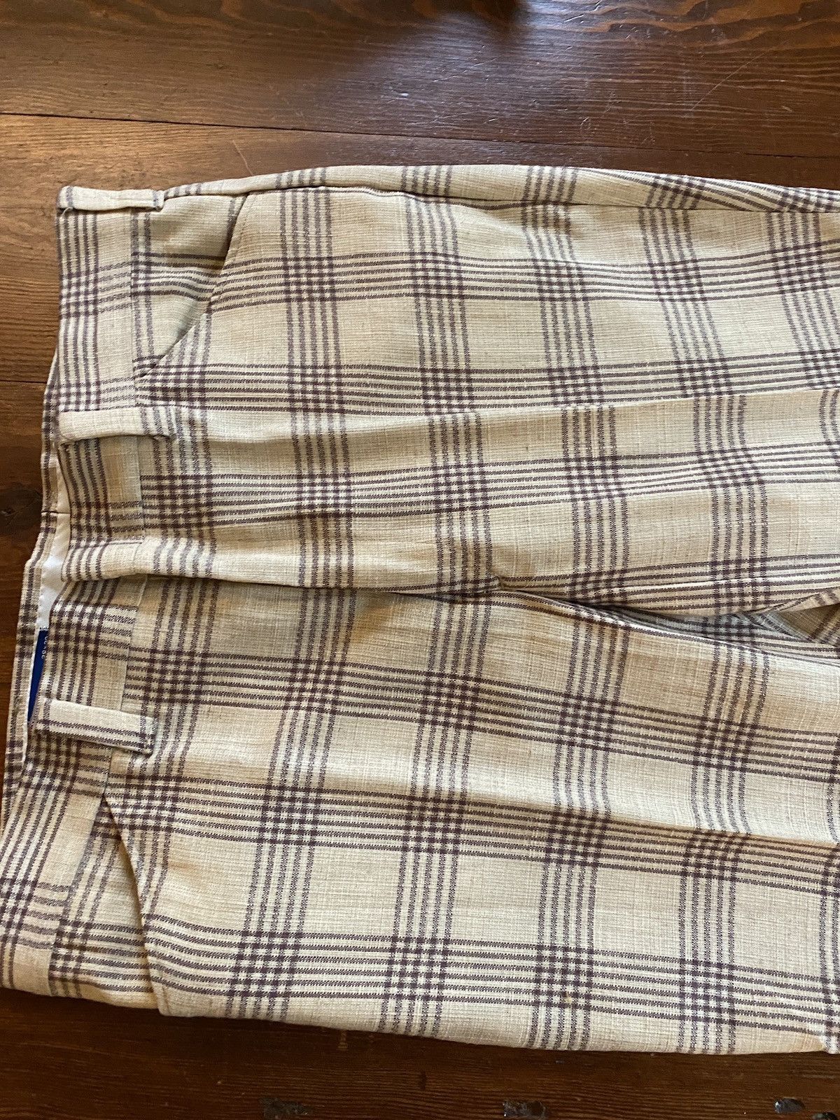 Wrangler Vintage 70’s Wrangler Beige & Brown Plaid Flare Pants 37x33 Size US 37 - 4 Thumbnail