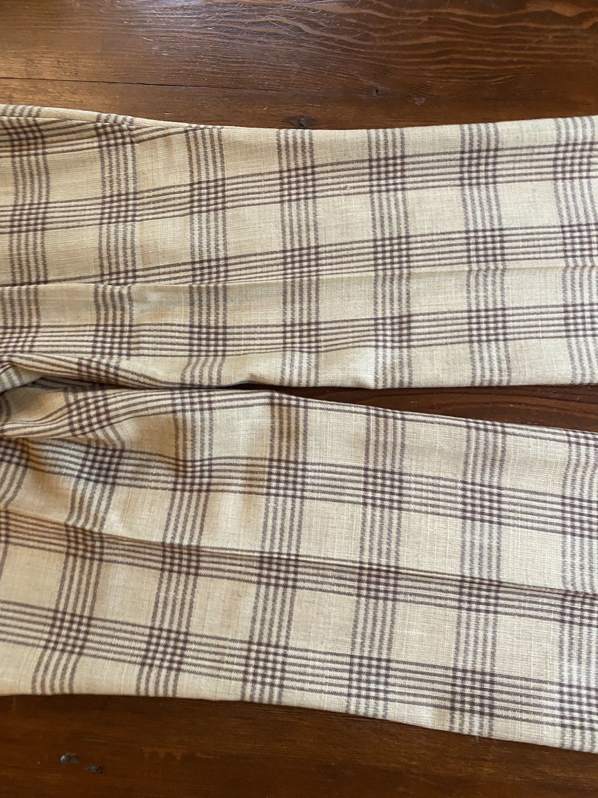 Wrangler Vintage 70’s Wrangler Beige & Brown Plaid Flare Pants 37x33 Size US 37 - 12 Thumbnail