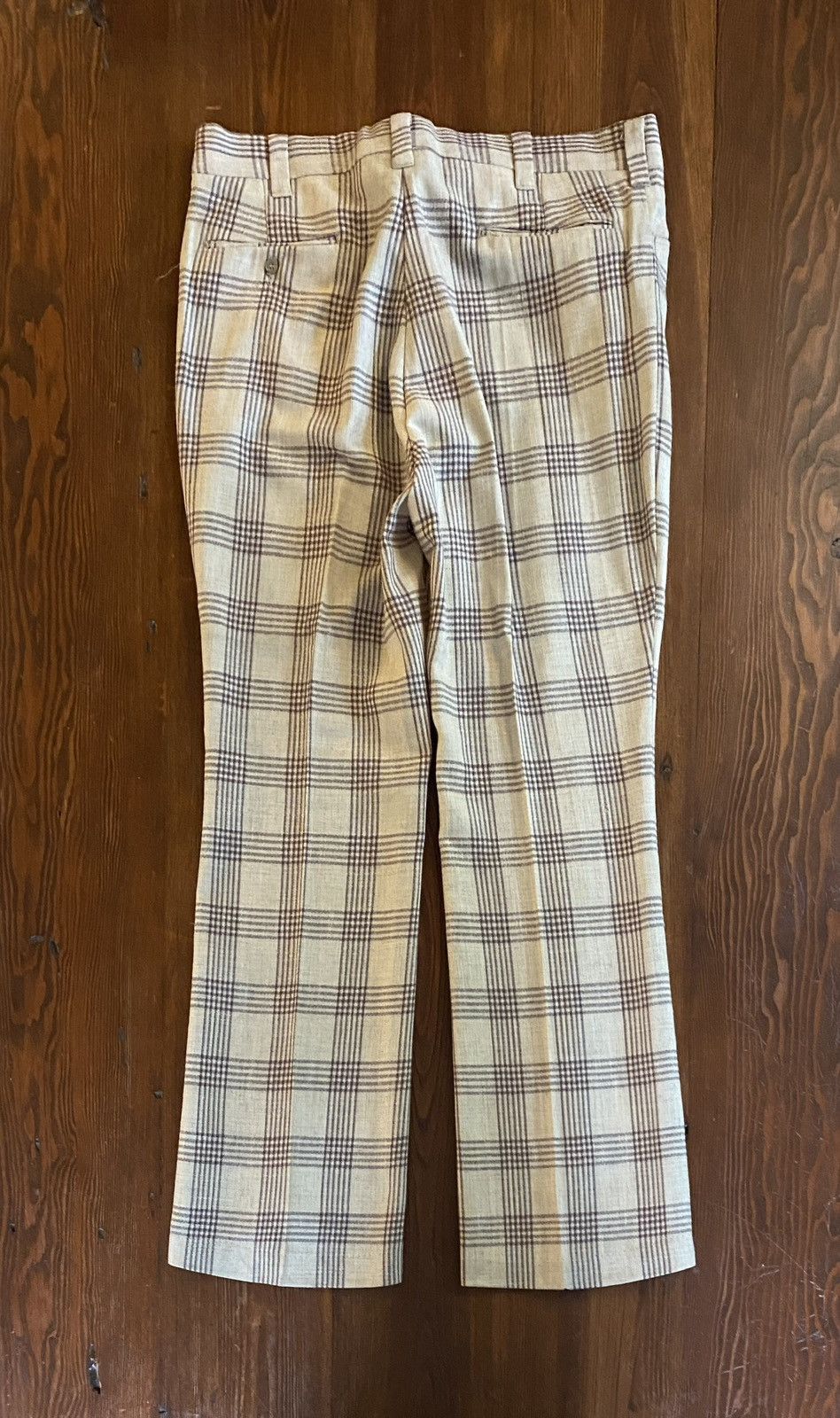 Wrangler Vintage 70’s Wrangler Beige & Brown Plaid Flare Pants 37x33 Size US 37 - 10 Thumbnail
