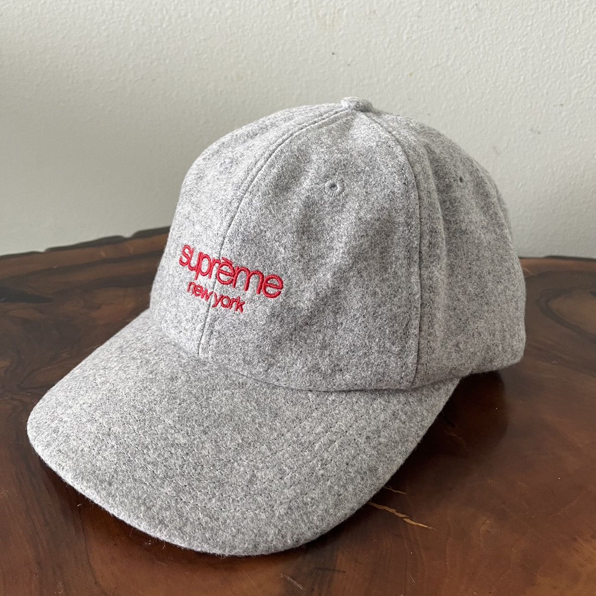 New supreme waxed wool 6 panel hat deals grey