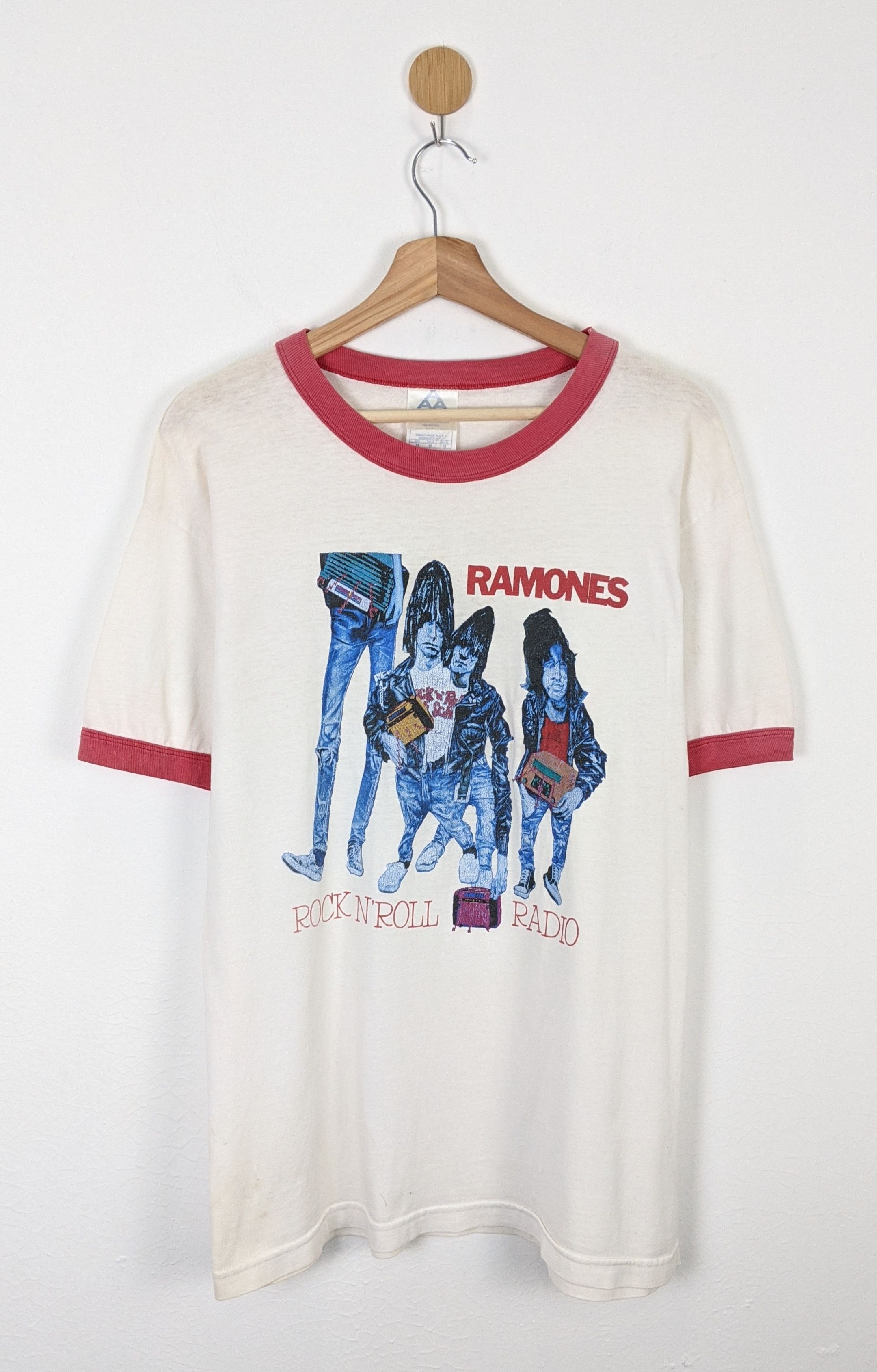 Band Tees Vintage Ramones Rock N Roll Radio Ringer shirt Size US M / EU 48-50 / 2 - 1 Thumbnail