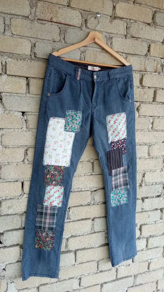 Japanese Brand × Vintage 🔥🔥Tola Mono Tora Co Inc Patchwork Pants Size US 33 - 2 Thumbnail