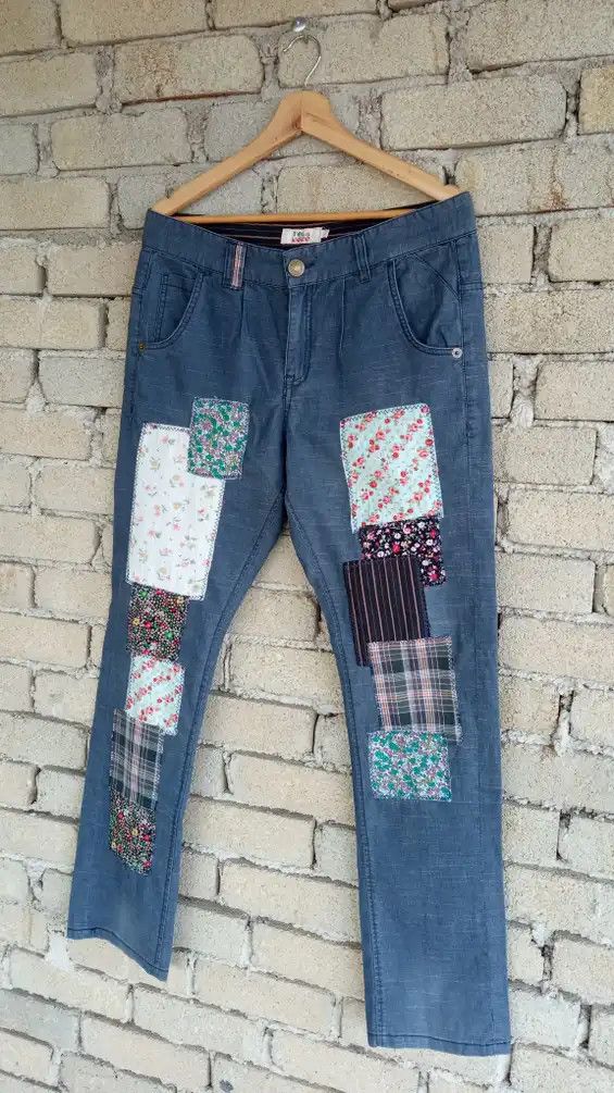 Japanese Brand × Vintage 🔥🔥Tola Mono Tora Co Inc Patchwork Pants Size US 33 - 1 Thumbnail