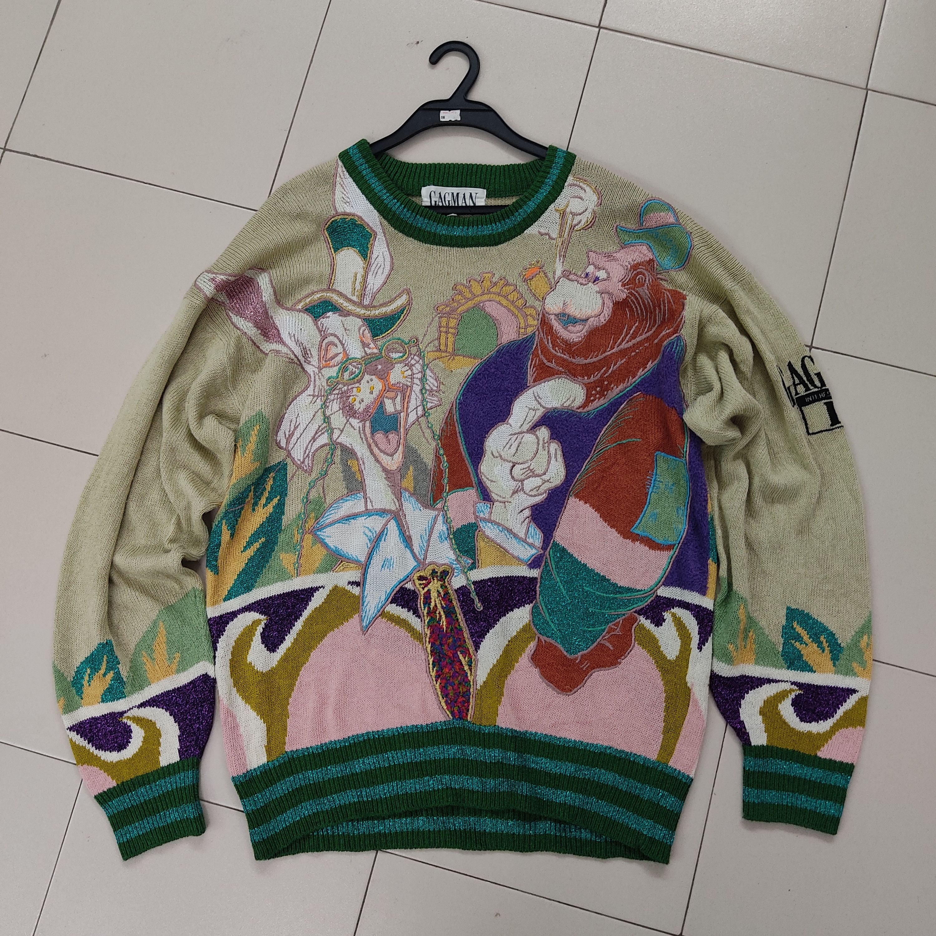 Habitat × Vintage Vintage Gagman Rabbit and OranUtan Embroid Sweater Knitwear Size US M / EU 48-50 / 2 - 1 Thumbnail